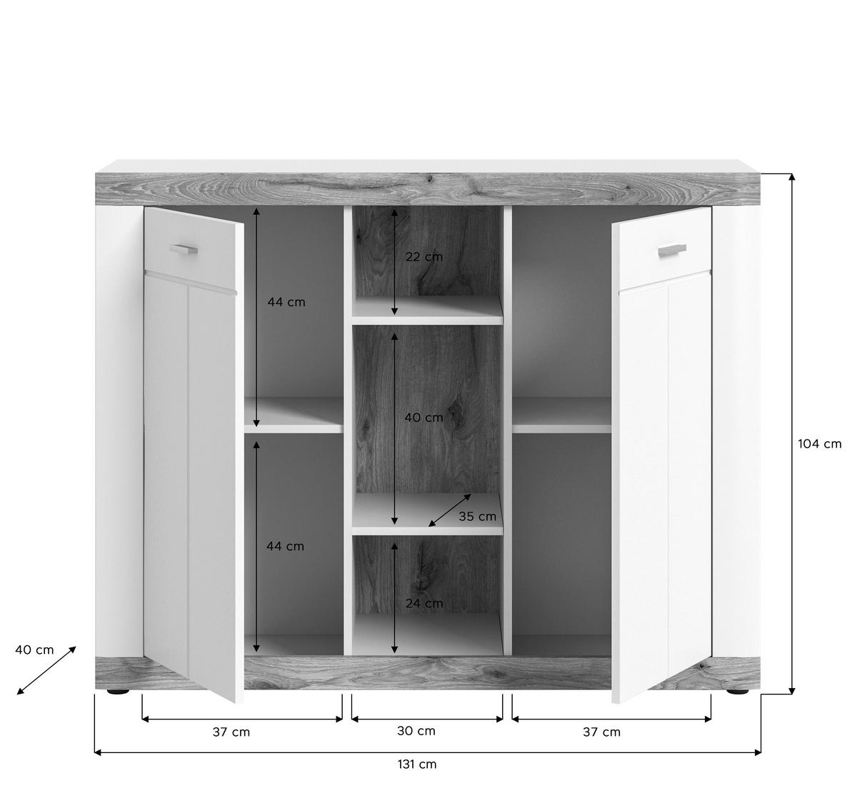 Kommode LAREDO B/H/T: ca. 104x131x40 cm LAREDO - (104,00/131,00/40,00cm) - xonox.home