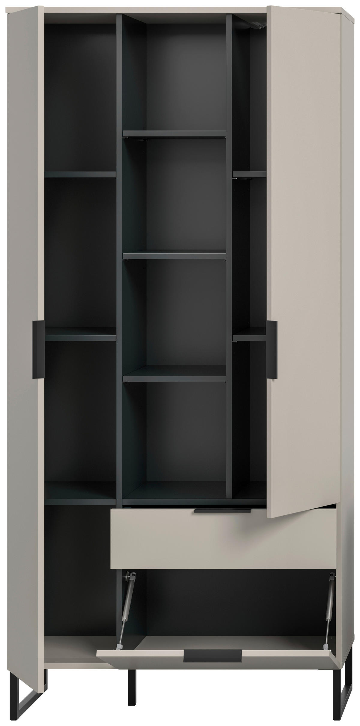 Stauraumelement Noida Kaschmirgrau Nachbildung schwarz B/H/T: ca. 192x90x37 cm Noida - schwarz (192,00/90,00/37,00cm) - xonox.home