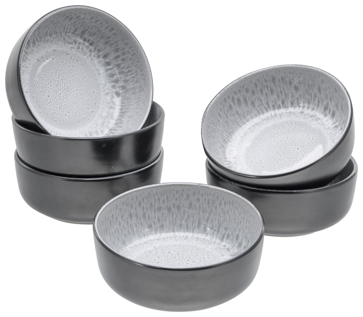 CreaTable Schalen-Set Nordic Fjord Frost grau Steinzeug D: ca. 15,5 cm Nordic Fjord Frost - grau (15,50cm) - CreaTable