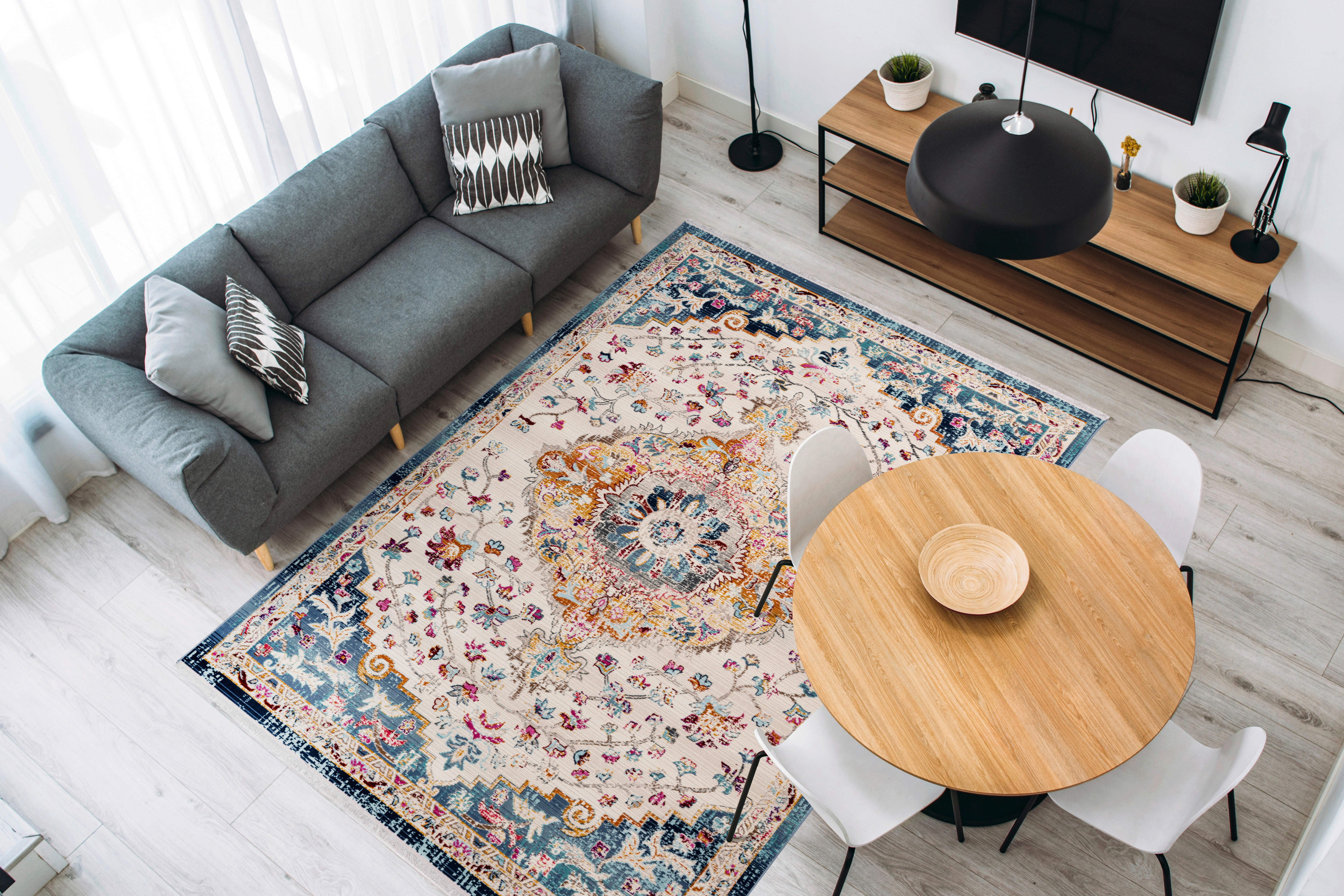 me gusta Kurzflorteppich Anouk 1025 blau B/H/L: ca. 80x0,35x150 cm Anouk 1025 - blau/weiß (150,00/80,00/0,35cm) - me gusta