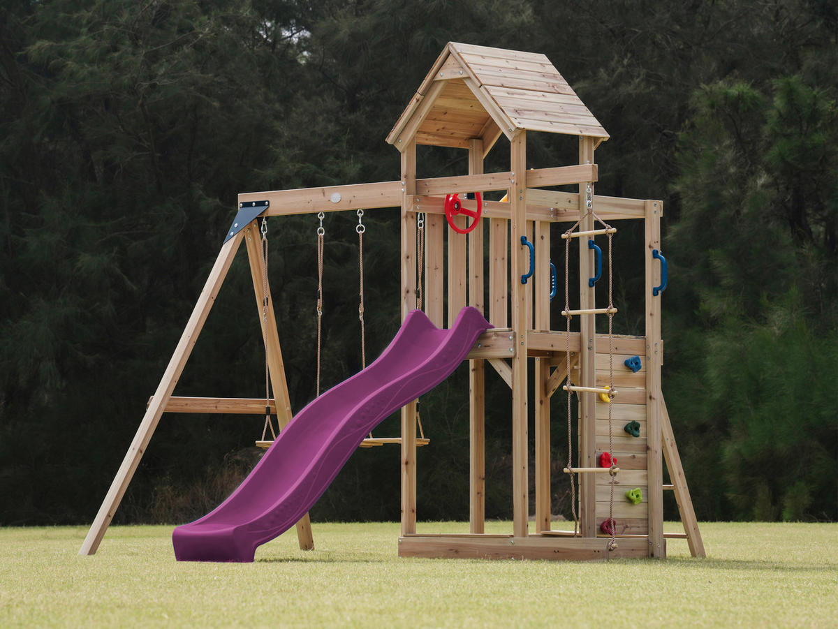 AXI Spielturm Moos lila B/H/L: ca. 342x267x375 cm Moos - lila/braun (375,00/342,00/267,00cm) - AXI