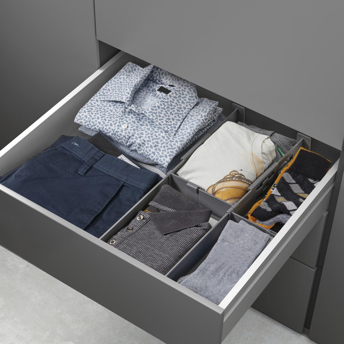 Metaltex Schubladen-Organizer Multi-Fit grau Kunststoff Multi-Fit - grau - Metaltex