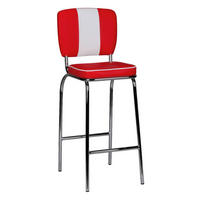 Barhocker rot weiß Chrom Kunstleder Stoff Chrom B/H/T: ca. 40x110x38 cm Barstuhl American Diner - weiß/rot (40,00/110,00/38,00cm) - Wohnling