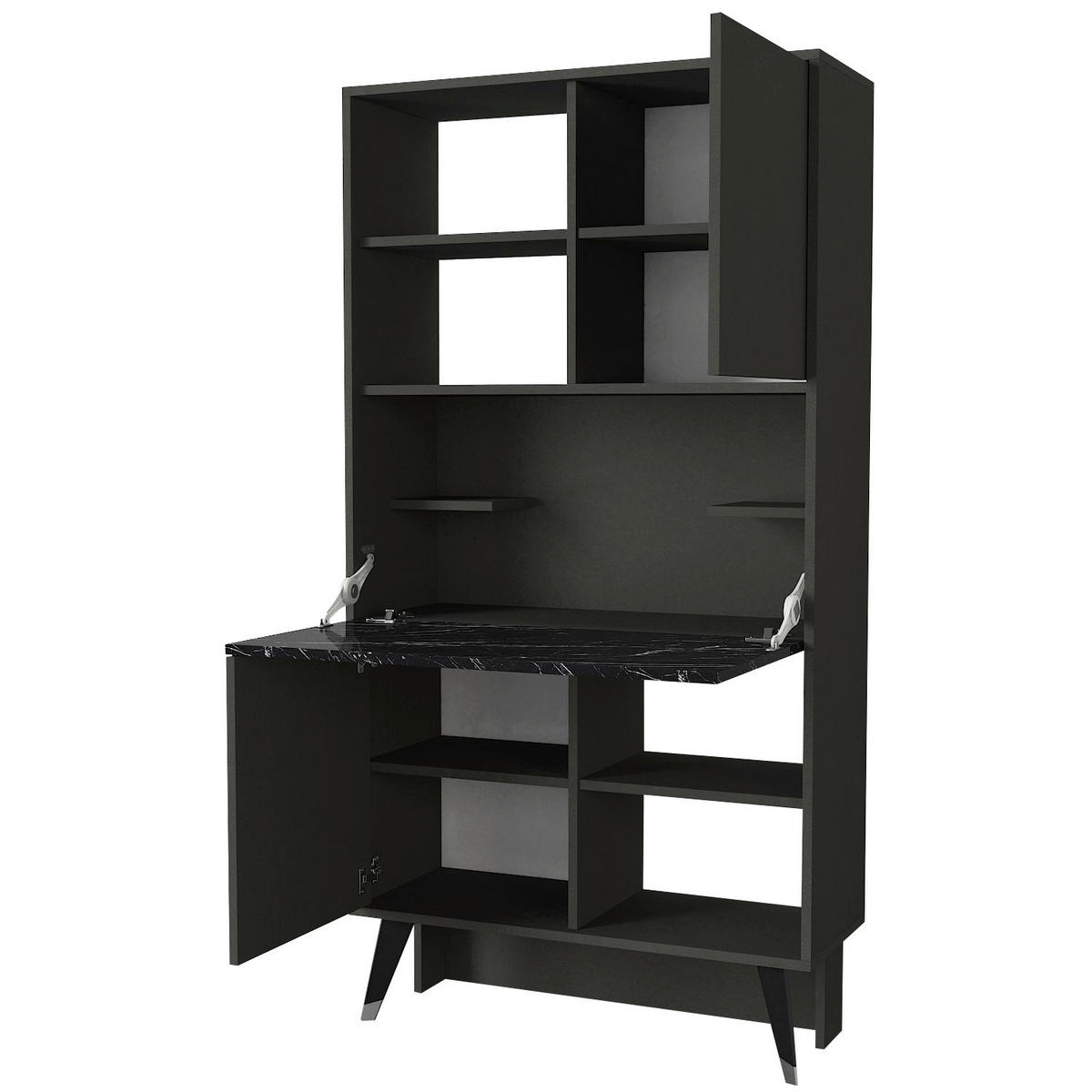 Regal Radica anthrazit Marmoroptik B/H/T: ca. 90x174x35 cm Radica - Marmoroptik/anthrazit (90,00/174,00/35,00cm) - moebel17
