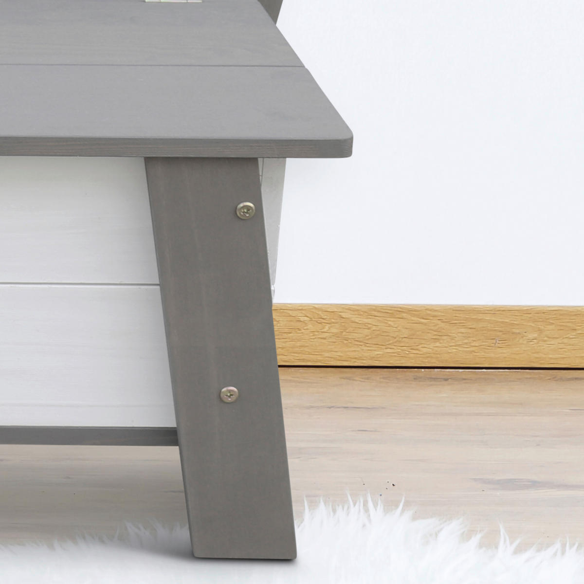 AXI Aufbewahrungsbank grau Holz B/H/L: ca. 116x84x37 cm Aufbewahrungsbank - weiß/grau (37,00/116,00/84,00cm) - AXI