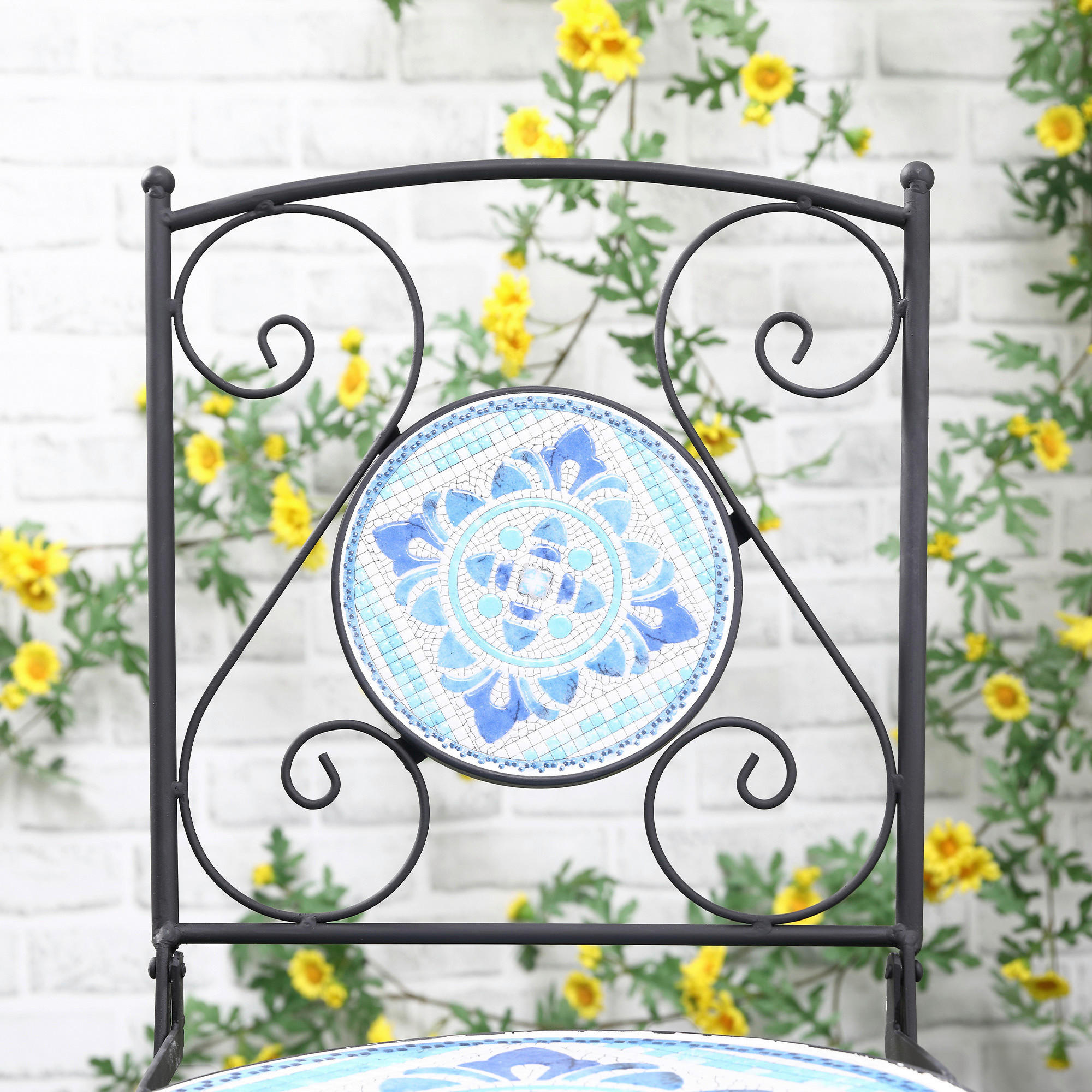 Outsunny Bistroset schwarz Keramik H/D: ...