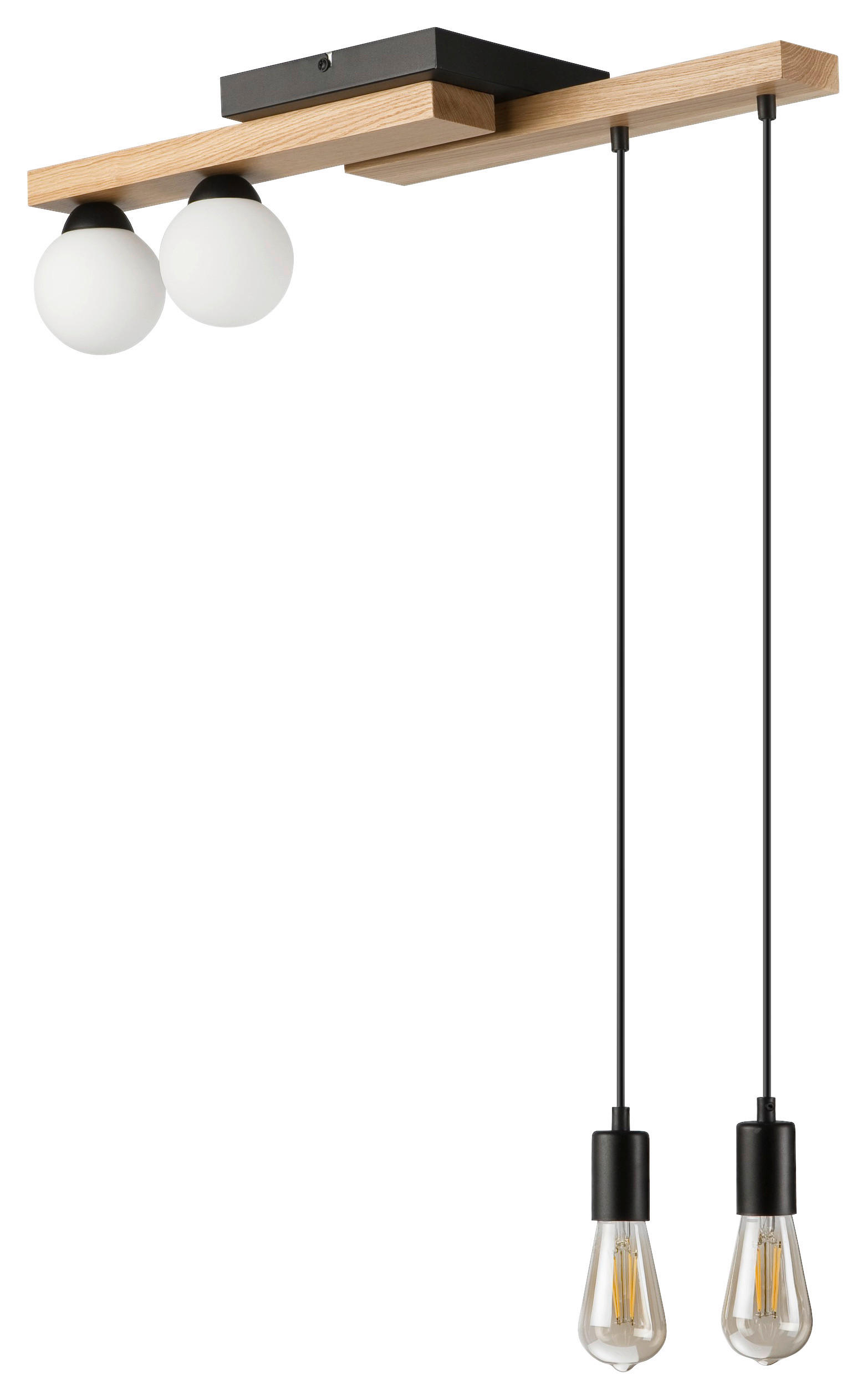Lamkur Pendelleuchte schwarz Holz B/H/L: ca. 20x84x84 cm G9 2 Brennstellen CORTINA - schwarz (84,00/20,00/84,00cm) - Lamkur