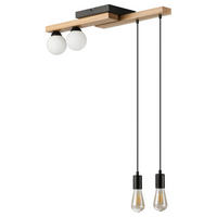 Lamkur Pendelleuchte schwarz Holz B/H/L: ca. 20x84x84 cm G9 2 Brennstellen CORTINA - schwarz (84,00/20,00/84,00cm) - Lamkur