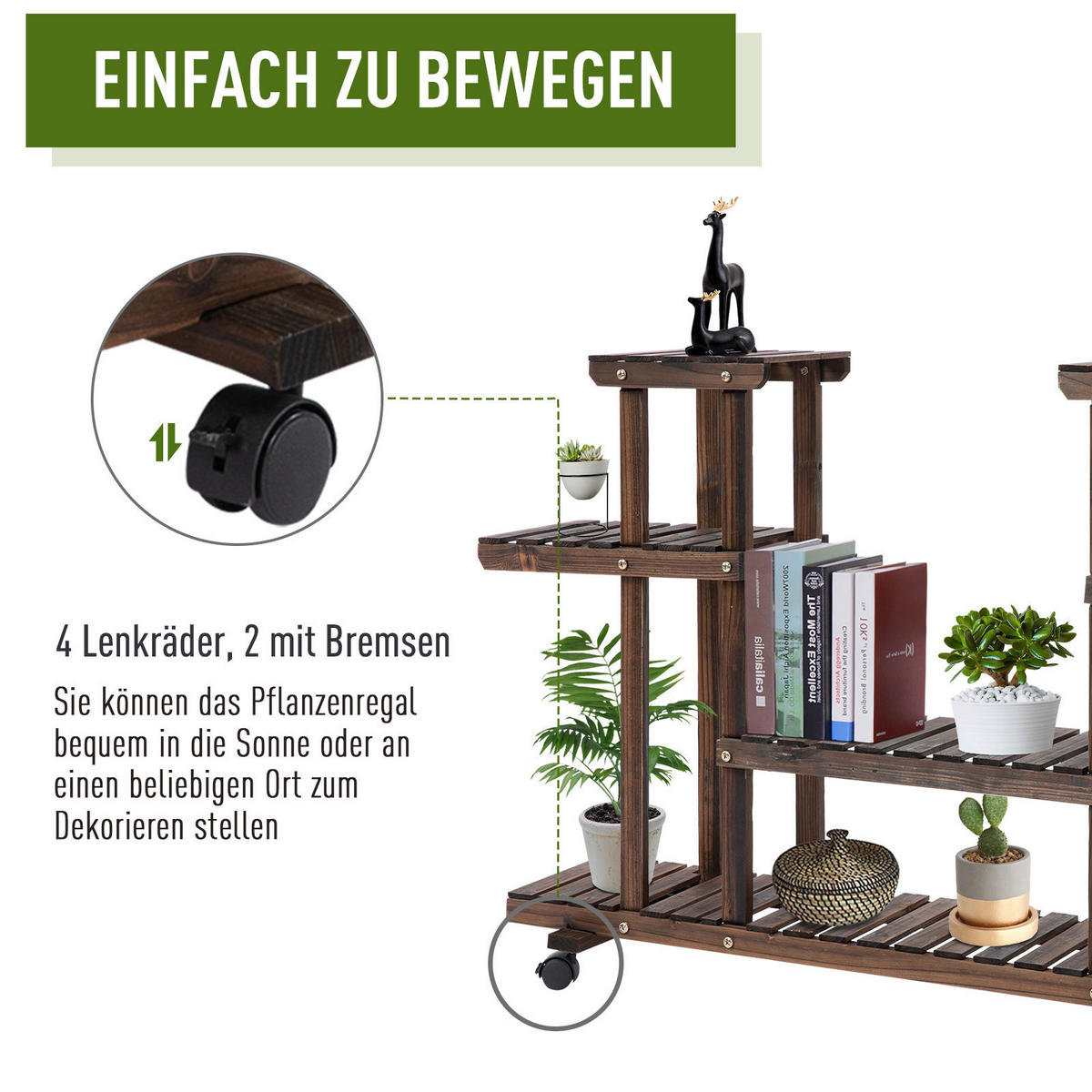 Outsunny Pflanzenregal braun B/H/L: ca. 33x80x123,5 cm Pflanzenregal 845-465 - braun (123,50/33,00/80,00cm) - Outsunny