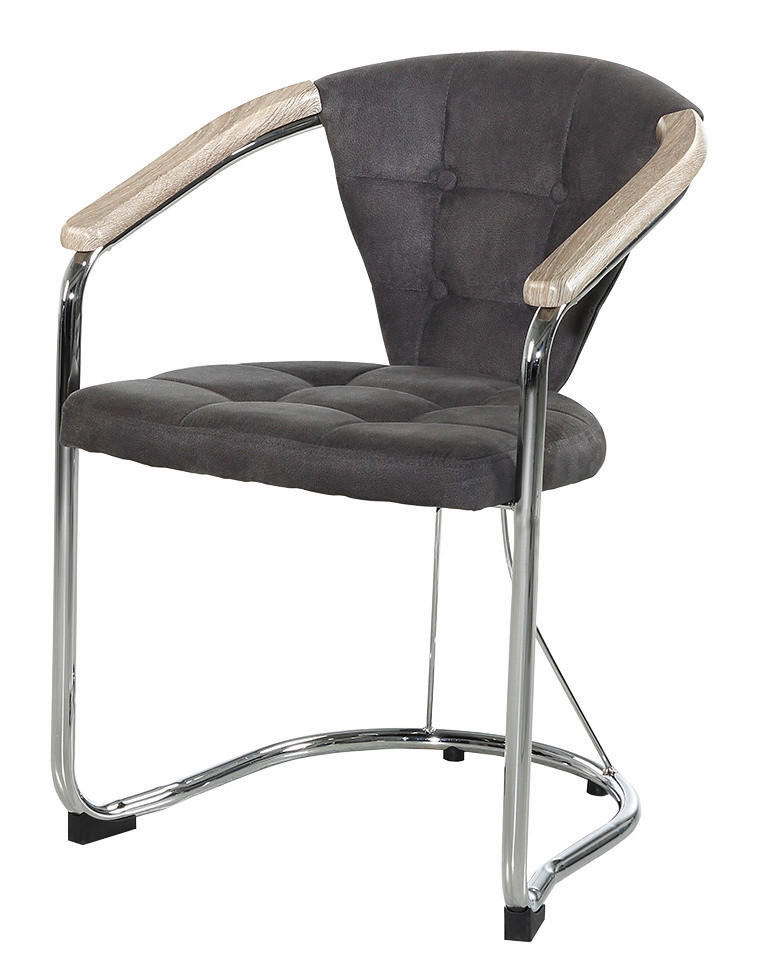 Armlehnstuhl  grau Vintage B/H/T: ca. 60x80x62 cm Meghan_Armlehnstuhl - Eiche/Chrom (60,00/80,00/62,00cm)