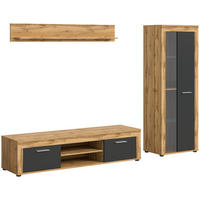Wohnwand Jam Eiche Wotan Nachbildung grau B/H/T: ca. 235x159x35 cm Jam - Eiche/grau (235,00/159,00/35,00cm) - xonox.home