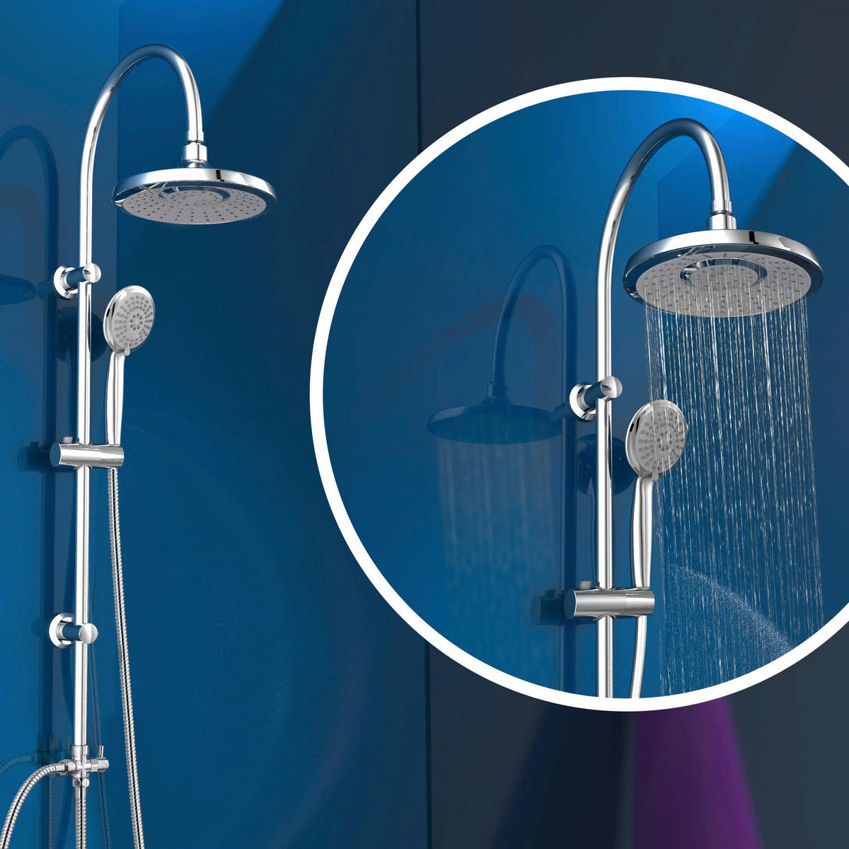 SOMMERREGEN Überkopf-Brauseset SOMMERREGEN Chrom B/H/T: ca. 27x78x8,5 cm SOMMERREGEN - Chrom (27,00/78,00/8,50cm) - EISL