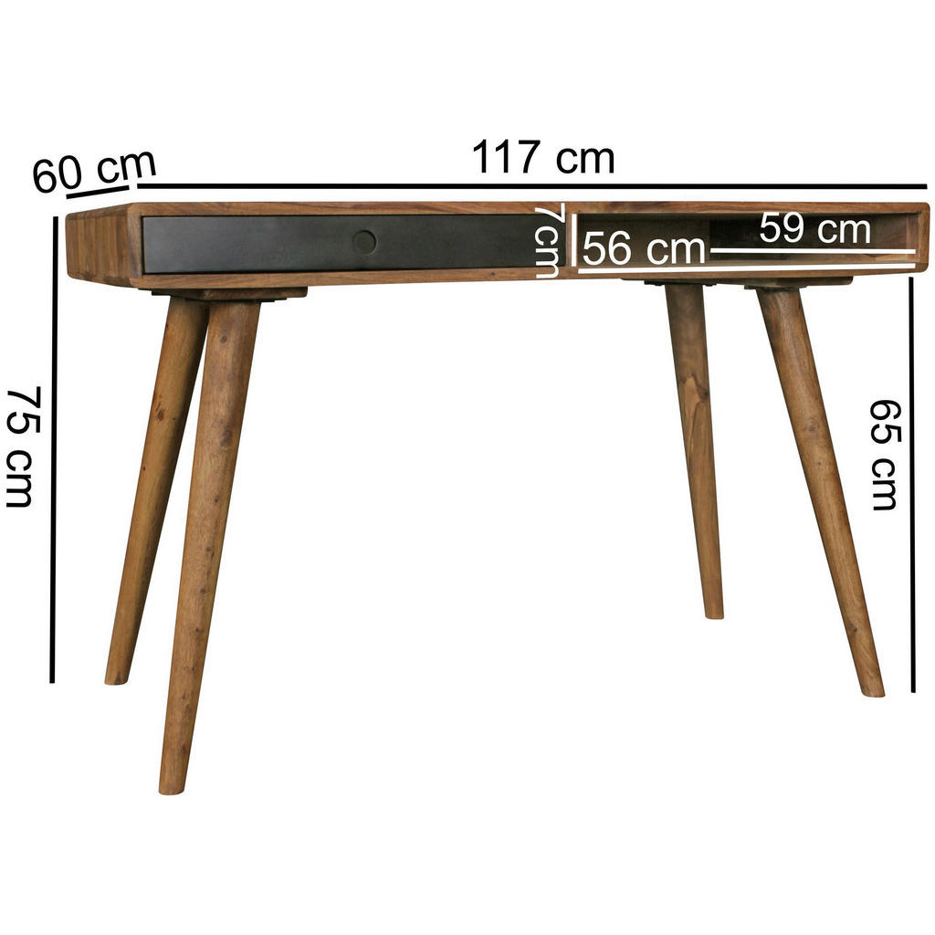 Thumbnail - Schreibtisch natur schwarz Lack matt B/H/T: ca. 117x75x60 cm