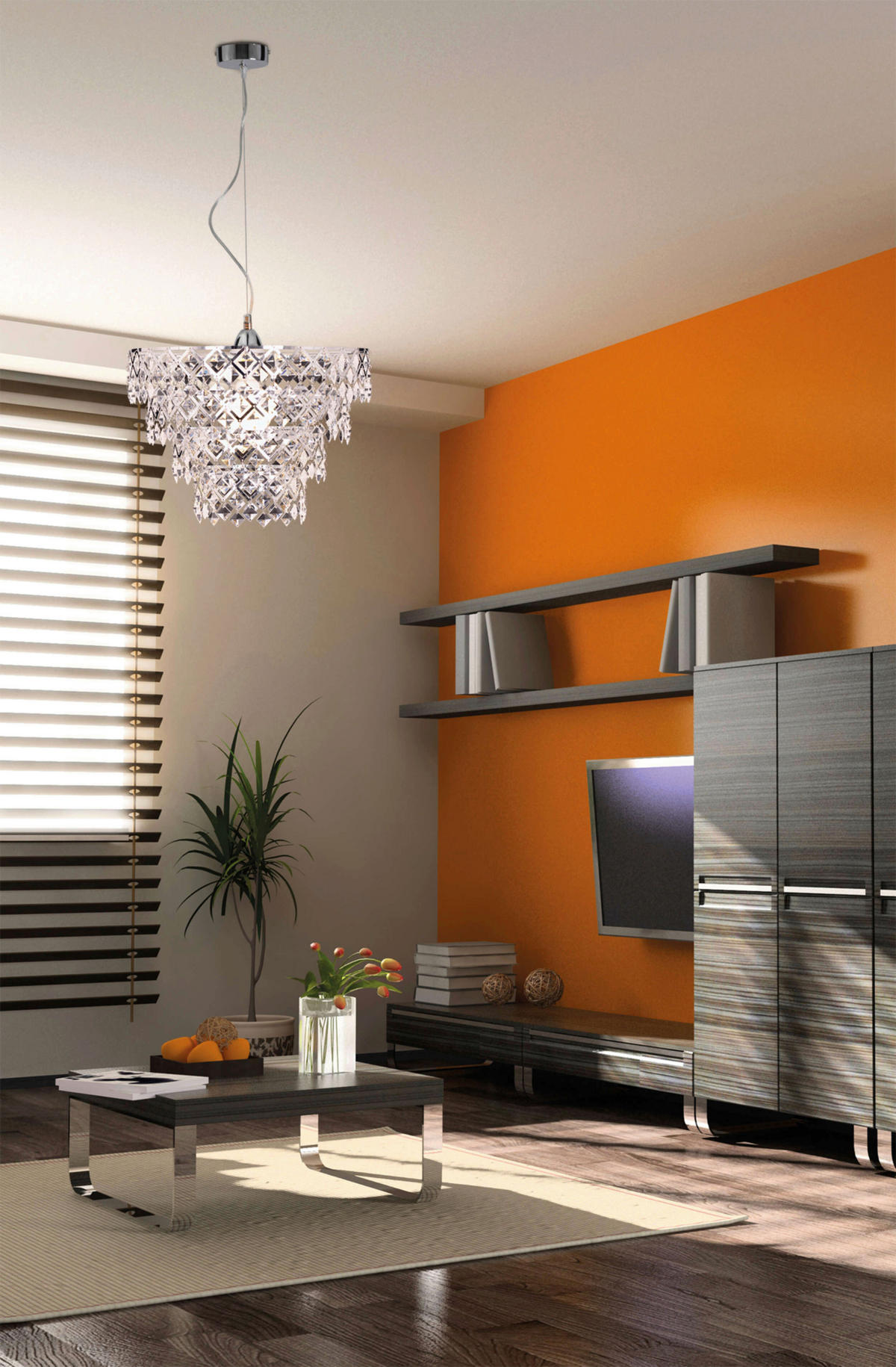Näve Leuchten Pendelleuchte NV7048942 Chrom Kunststoff Metall B/H/T: ca. 38x120x38 cm E27 1 Brennstellen Fancy - Chrom (38,00/120,00/38,00cm) - Näve Leuchten