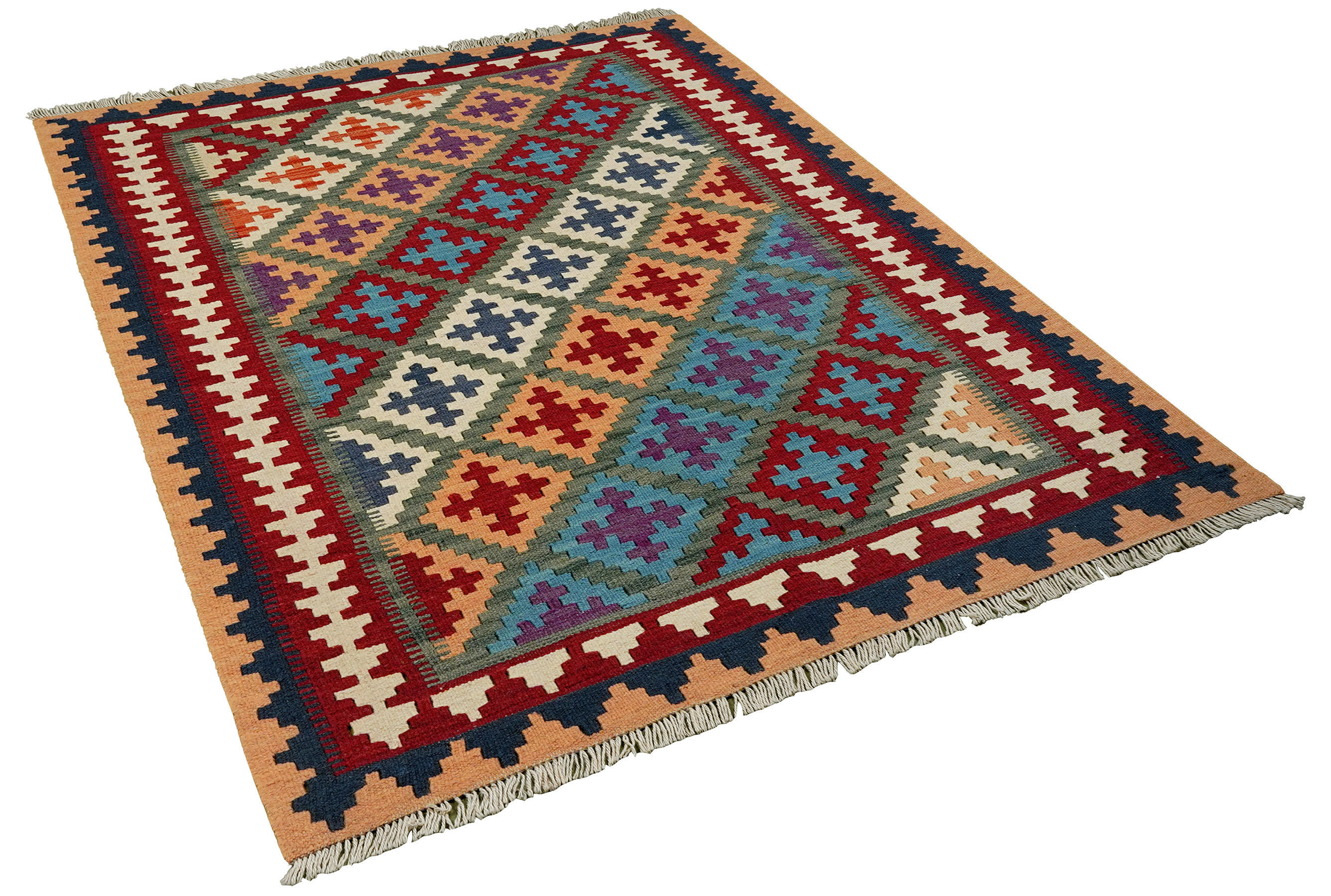 PersaTepp Teppich Kelim Gashgai grün B/H/L: ca. 104x1x150 cm Kelim Gashgai - rot/grün (150,00/104,00/1,00cm) - PersaTepp