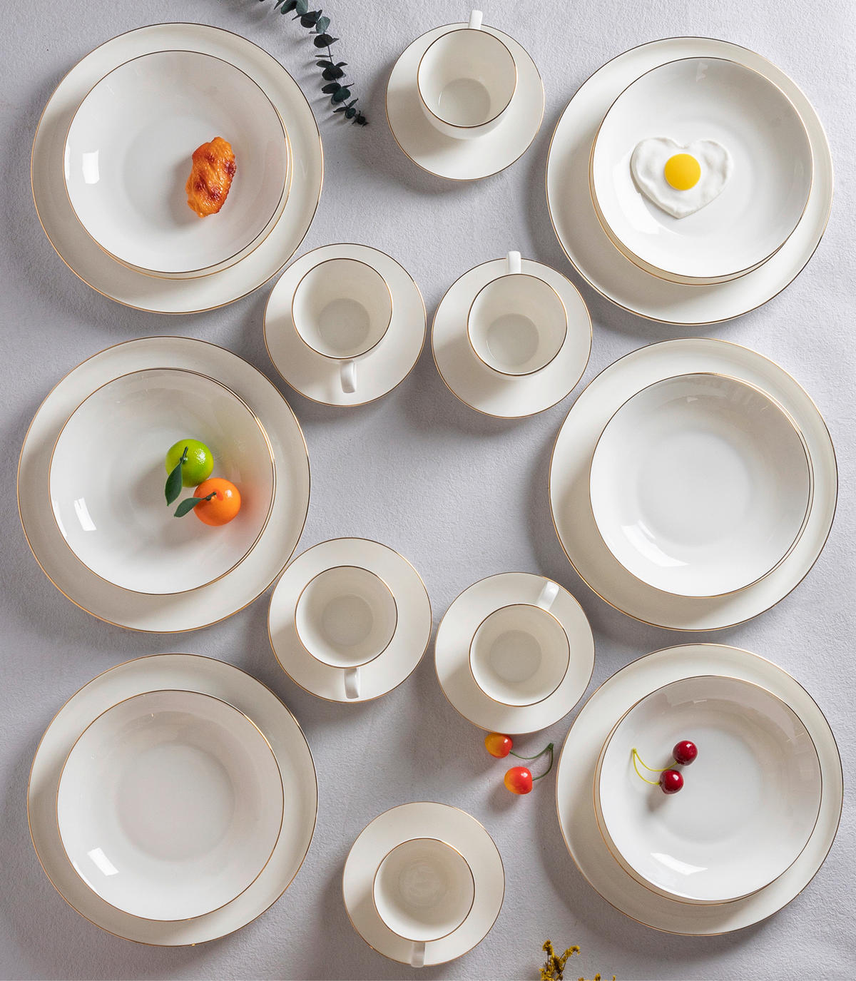 POCOline Kombiservice weiß Porzellan 30 tlg. Kombiservice_Golden_30tlg. - gold/weiß - POCOline