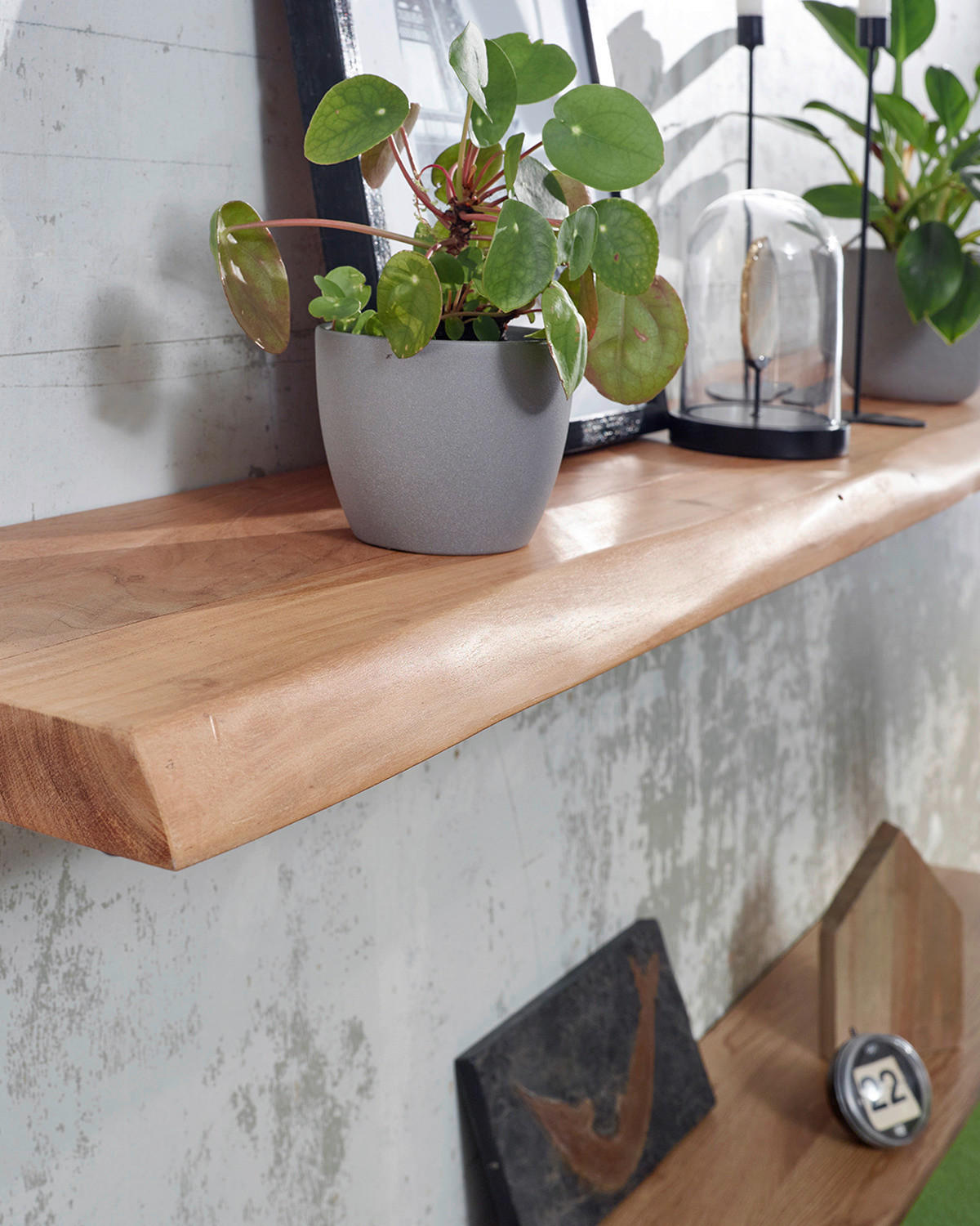 Wandregal braun Holz B/H/T: ca. 140x7x26 cm Wandregal - braun (140,00/7,00/26,00cm) - Wohnling