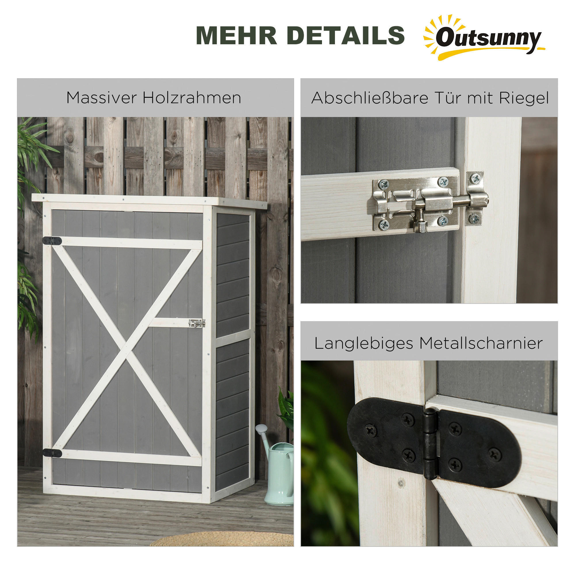 Outsunny Gartenhaus weiß B/H/L: ca. 56x115x75 cm Gartenhaus - weiß/schwarz (75,00/56,00/115,00cm) - Outsunny