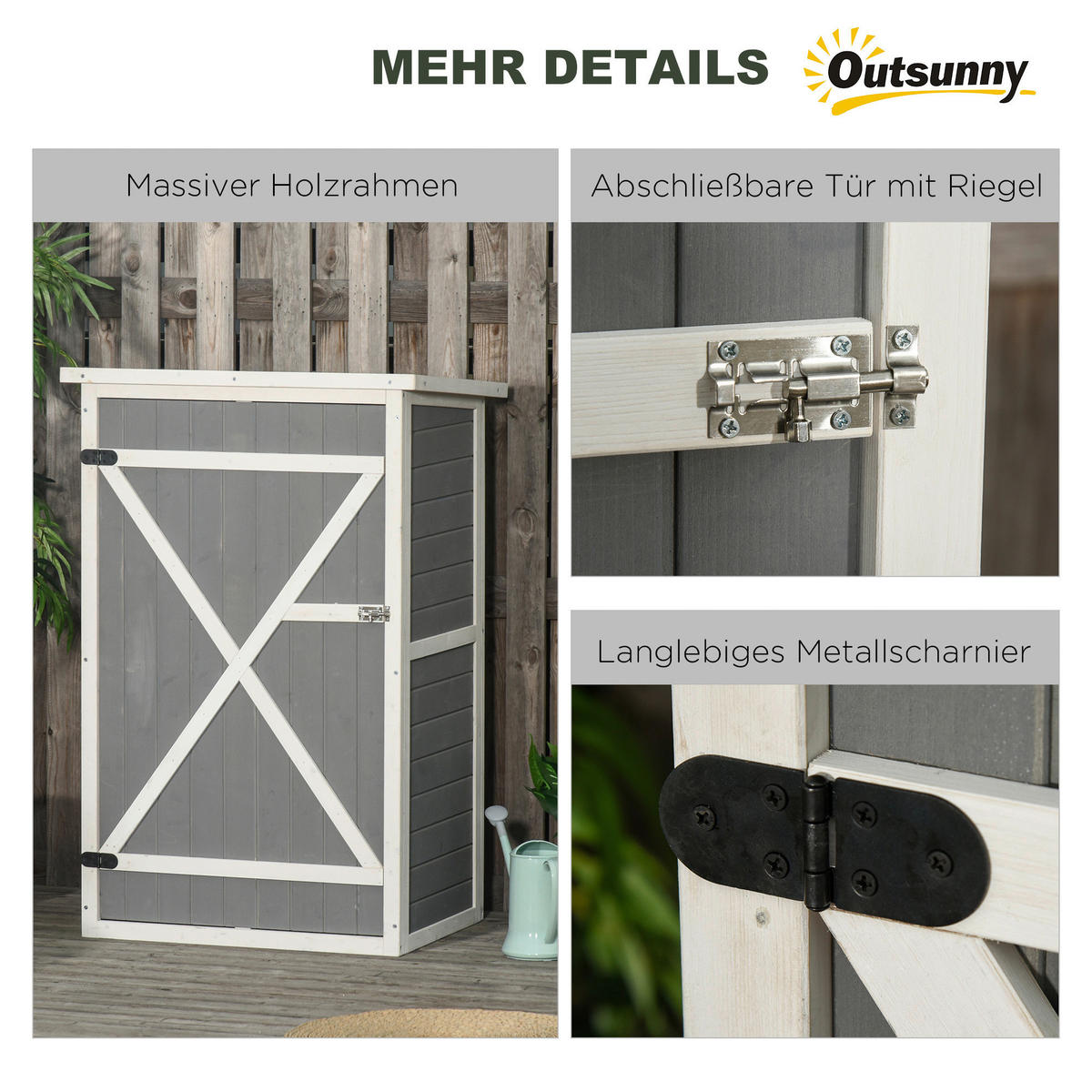 Outsunny Gartenhaus weiß B/H/L: ca. 56x115x75 cm Gartenhaus - weiß/schwarz (75,00/56,00/115,00cm) - Outsunny