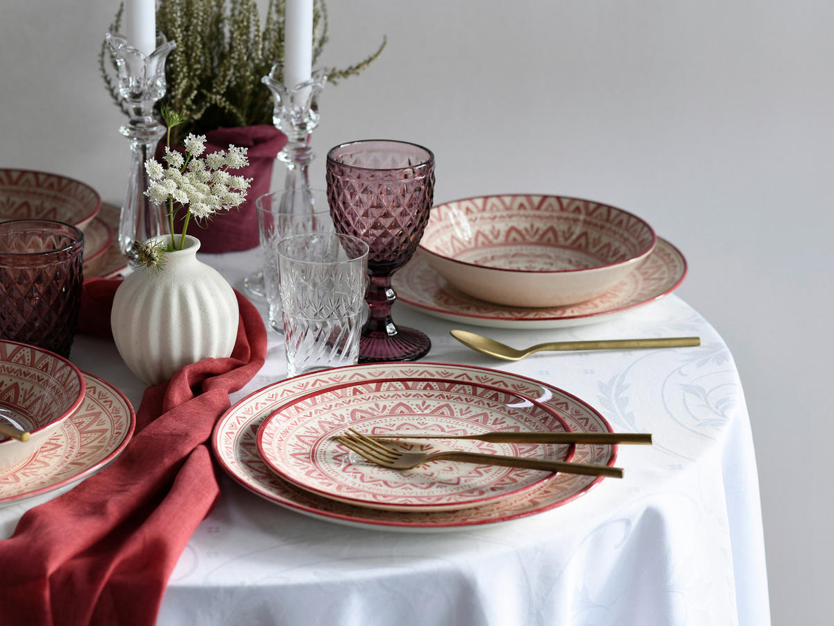 CreaTable Tafelservice Mexico rot Steingut 18 tlg. Mexico - rot (31,50/30,50/33,00cm) - CreaTable