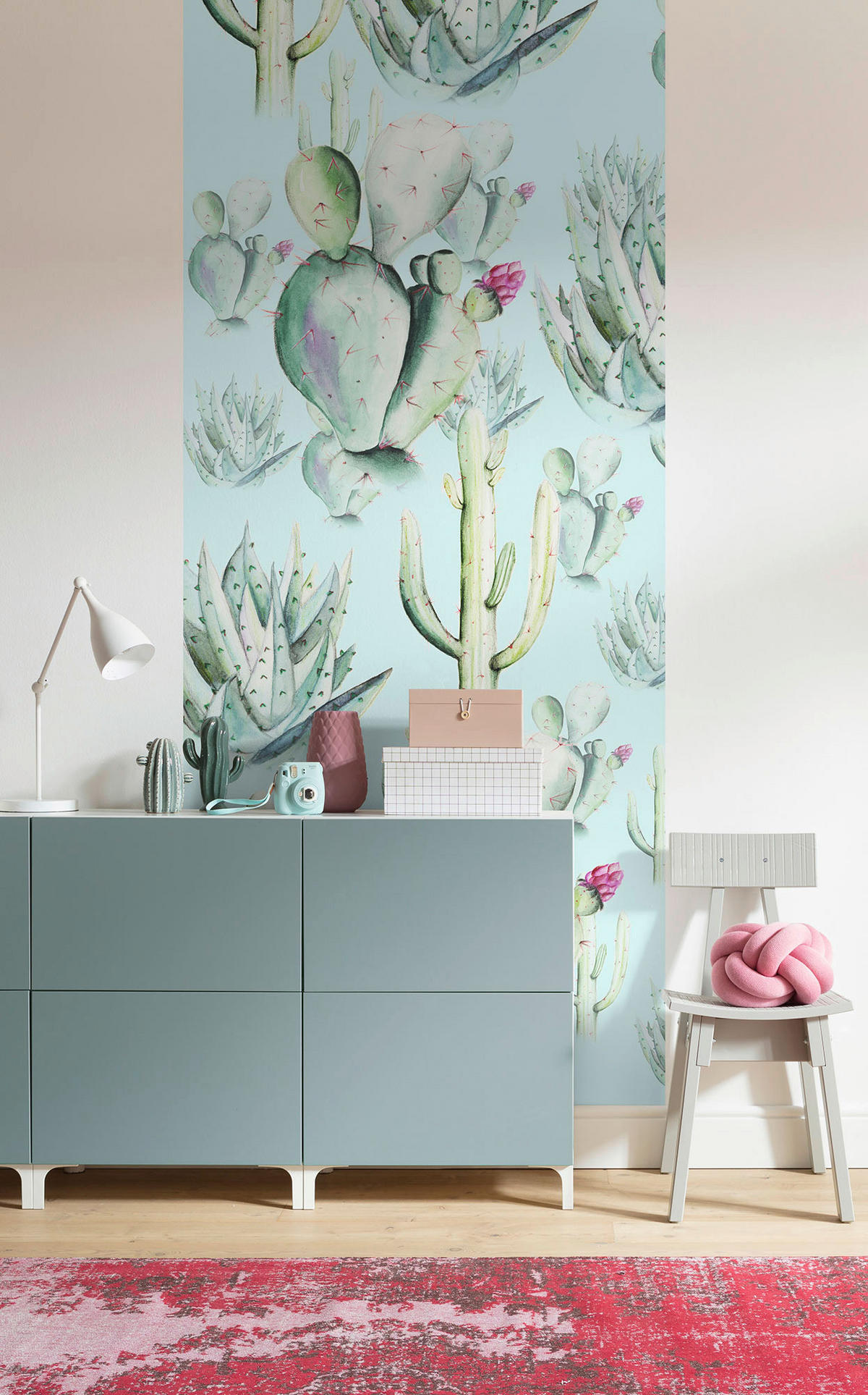 Komar Fototapete Cactus Blue Panel B/L: ca. 100x250 cm Cactus Blue Panel - (100,00/250,00cm) - Komar
