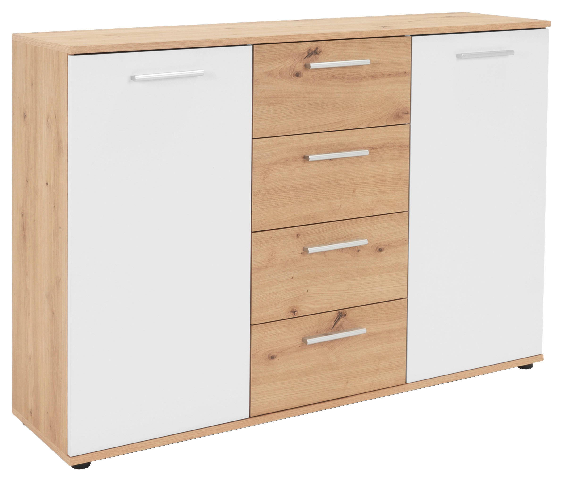 Kommode Jacky 2 Eiche Artisan Nachbildung weiß B/H/T: ca. 120x85x35 cm Jacky 2 - Eiche/weiß (120,00/85,00/35,00cm)