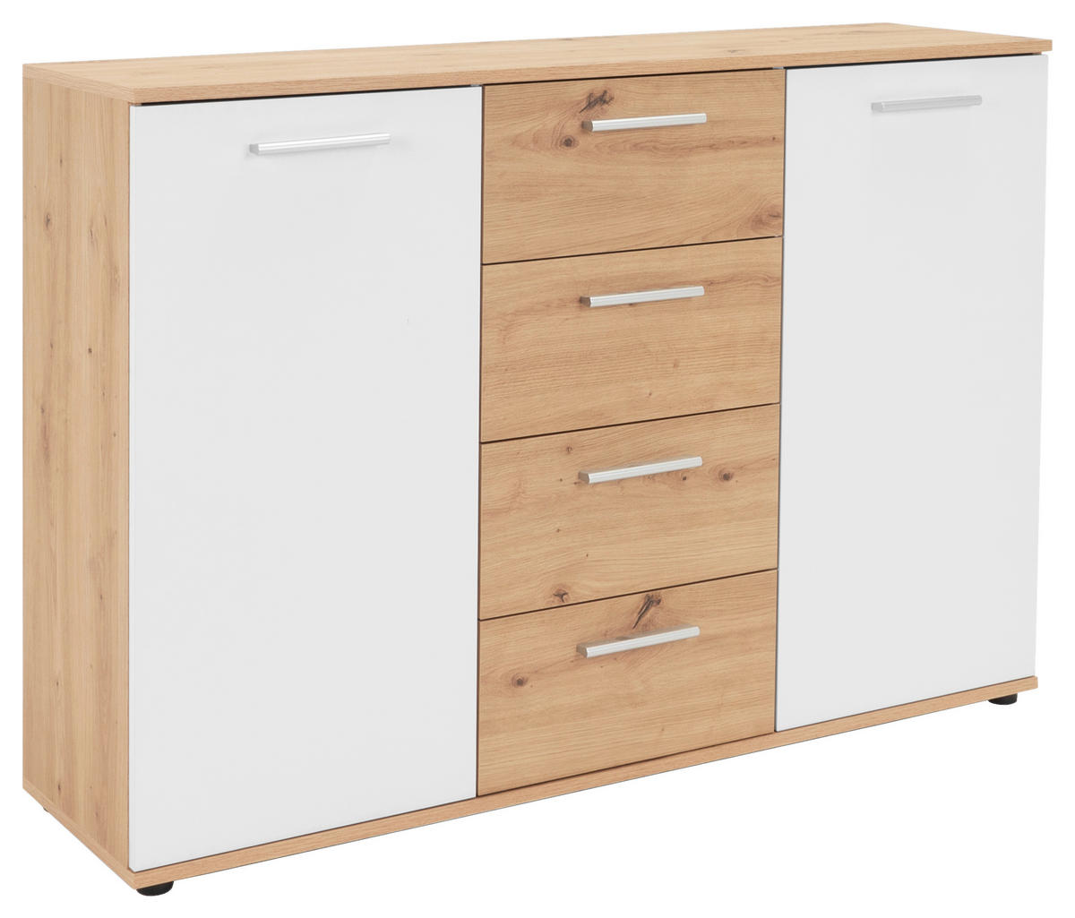 Kommode Jacky 2 Eiche Artisan Nachbildung weiß B/H/T: ca. 120x85x35 cm Jacky 2 - Eiche/weiß (120,00/85,00/35,00cm)