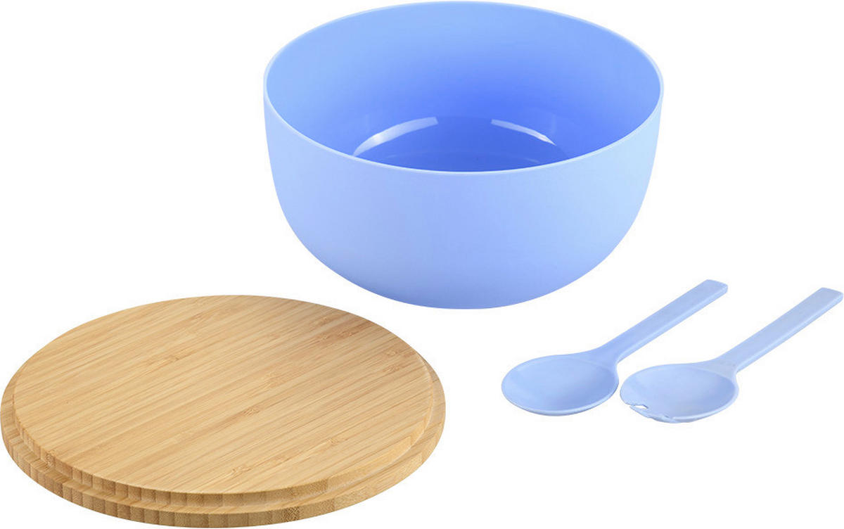 Kesper Salatschale braun Bambus B/H/L: ca. 24x13x24 cm Salatschale - braun/blau (24,00/24,00/13,00cm) - Kesper