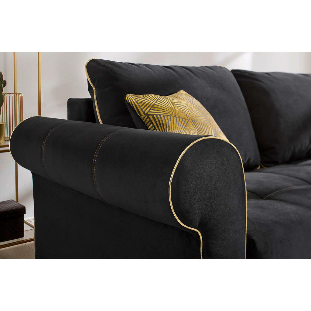 Thumbnail - Ecksofa schwarz Microfaser B/H/T: ca. 268x90x222 cm