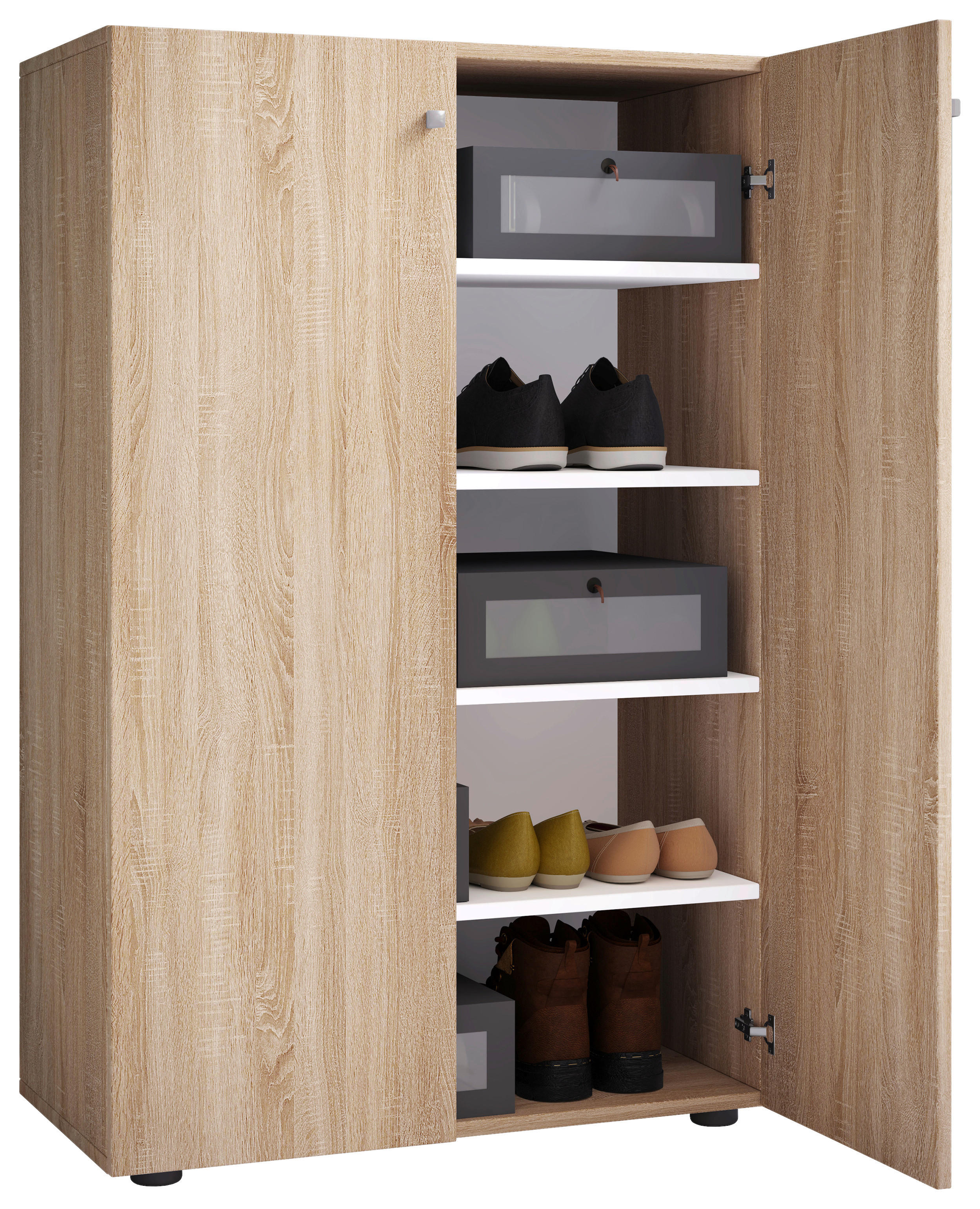 Schuhschrank Lona Eiche Sonoma Nachbildung weiß B/H/T: ca. 70x110x39 cm Lona - Eiche/weiß (70,00/110,00/39,00cm) - VCM Möbel