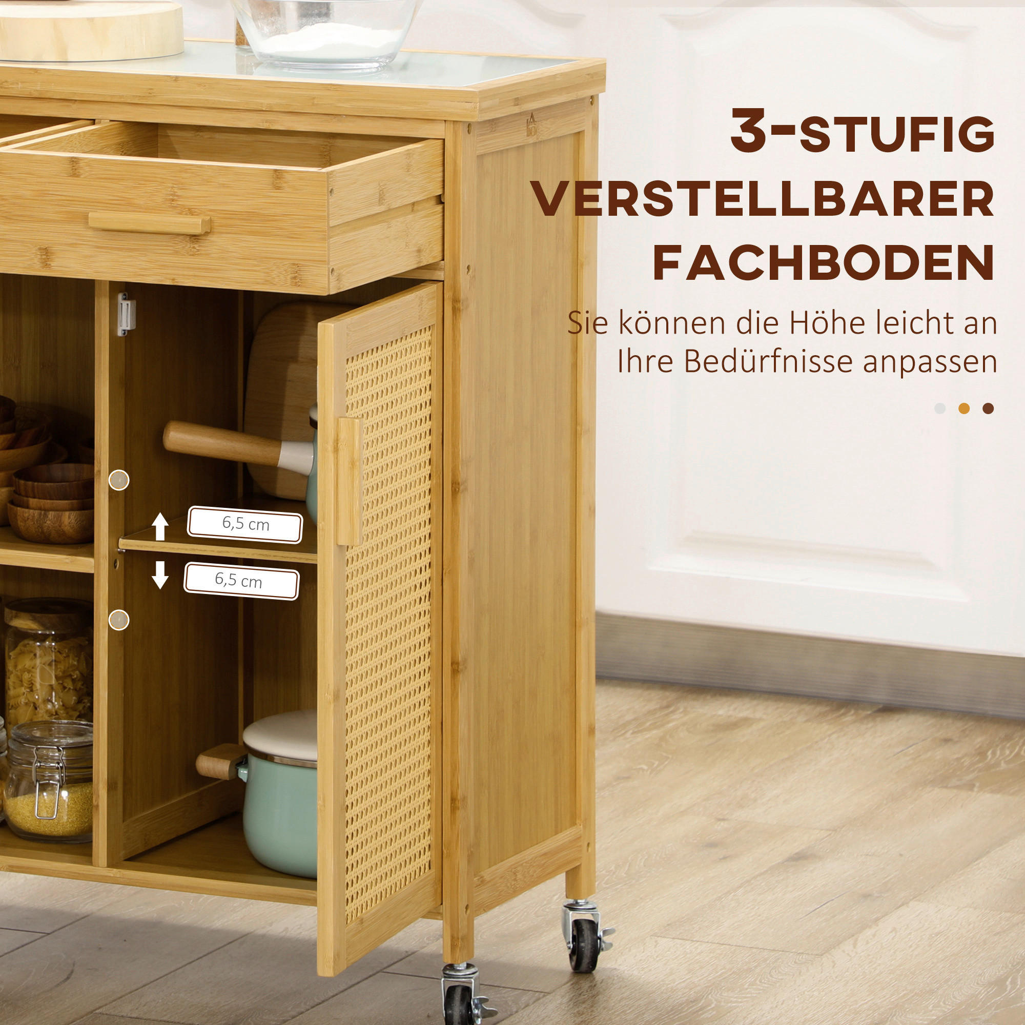 HOMCOM Küchenwagen natur Edelstahl B/H/L: ca. 36x84x85 cm Küchenwagen - natur (85,00/36,00/84,00cm) - HOMCOM