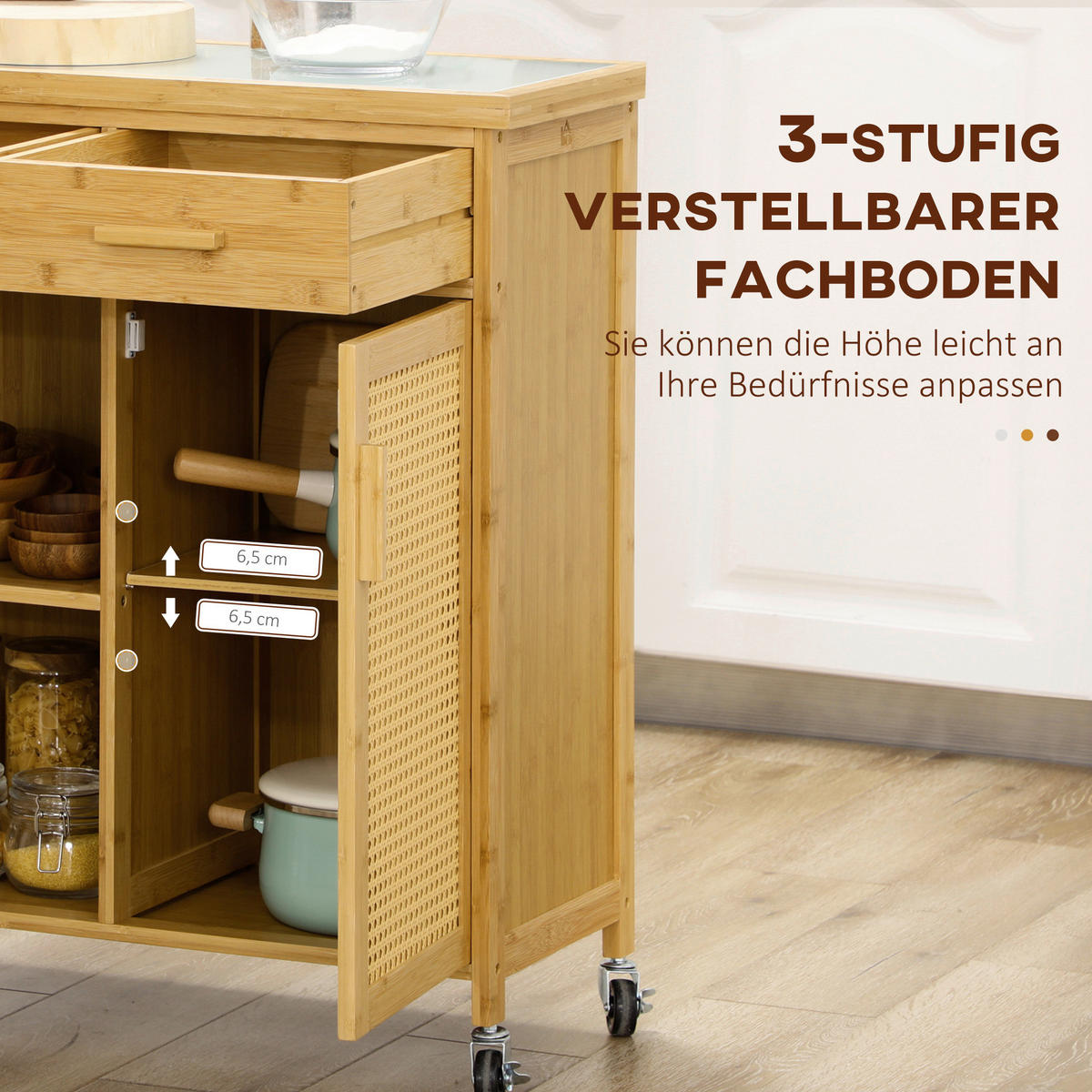 HOMCOM Küchenwagen natur Edelstahl B/H/L: ca. 36x84x85 cm Küchenwagen - natur (85,00/36,00/84,00cm) - HOMCOM