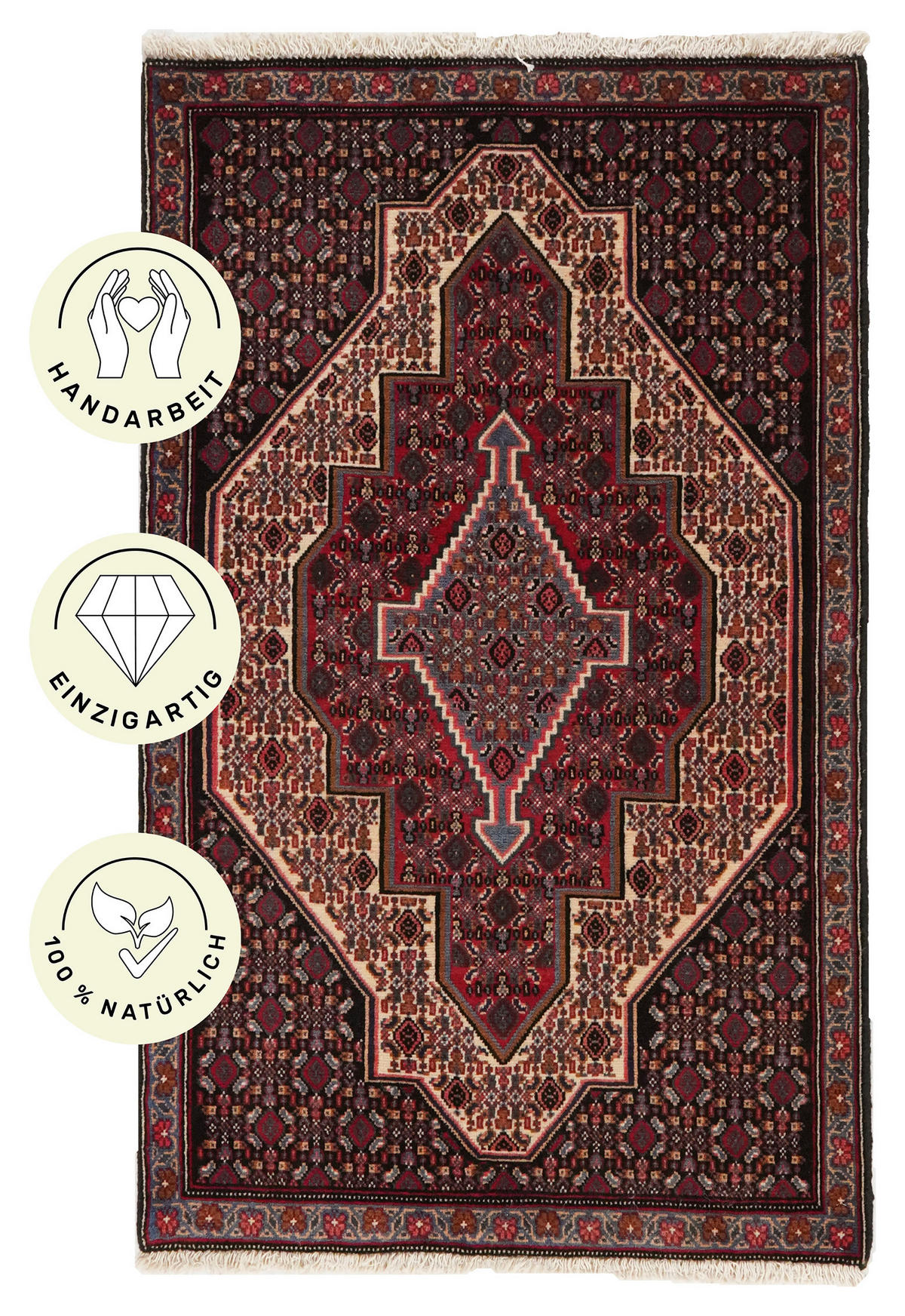 PersaTepp Teppich Senneh Multi B/L: ca. 70x116 cm Senneh - Multi (70,00/116,00cm) - PersaTepp