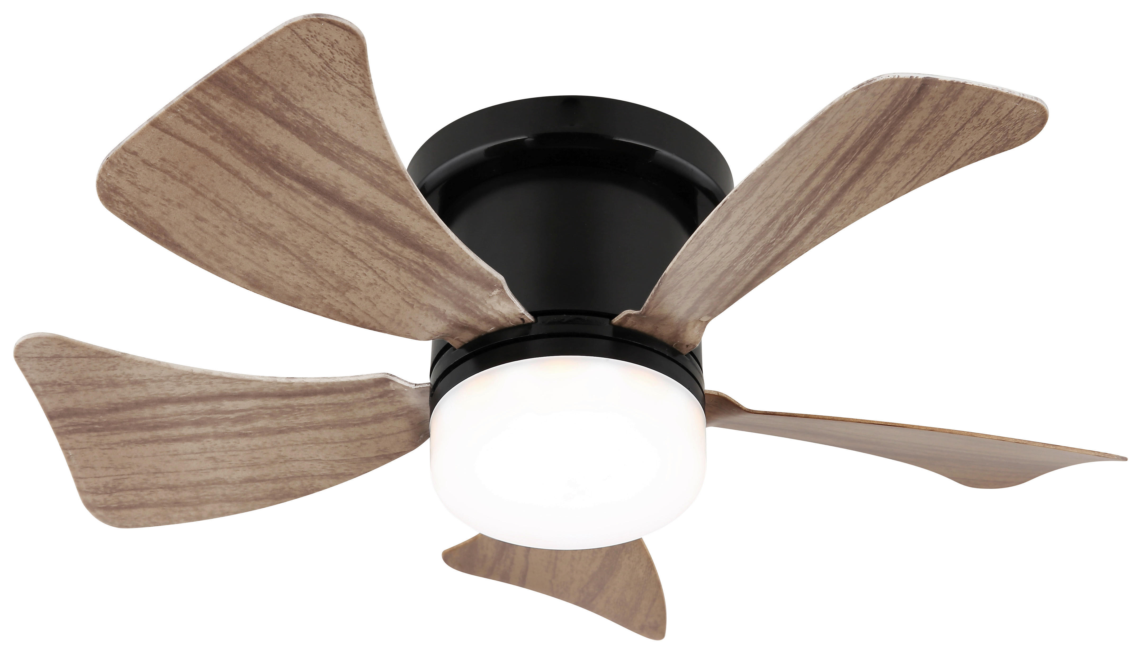 GLOBO LED-Deckenventilator mattschwarz dunkelbraun Opal Kunststoff Metall H/D: ca. 13x40,6 cm 1 Brennstellen HINES - dunkelbraun/Opal (40,60/13,00cm) - GLOBO