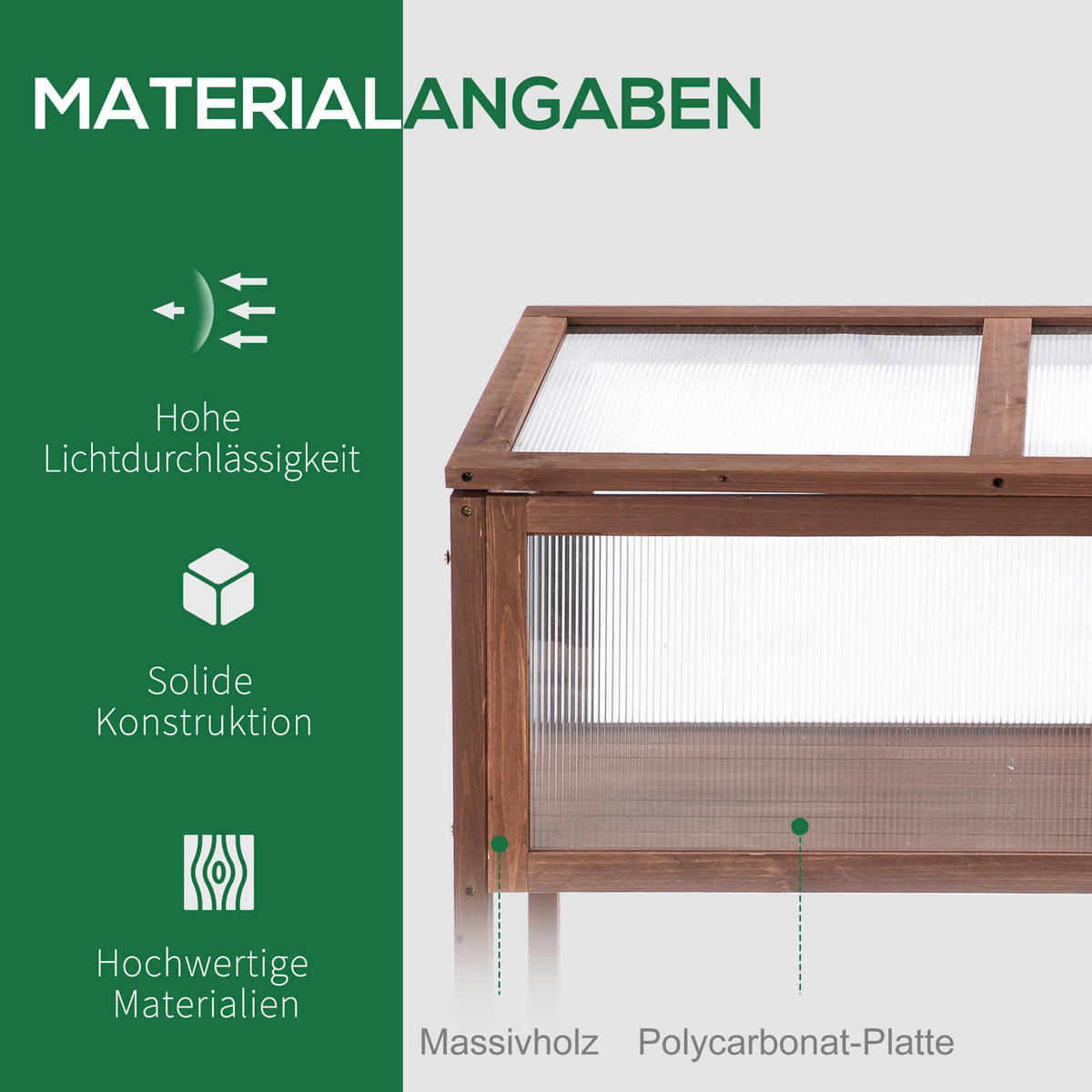 Outsunny Holzgewächshaus B/H/L: ca. 50x93x90 cm Holzgewächshaus - braun (90,00/50,00/93,00cm) - Outsunny