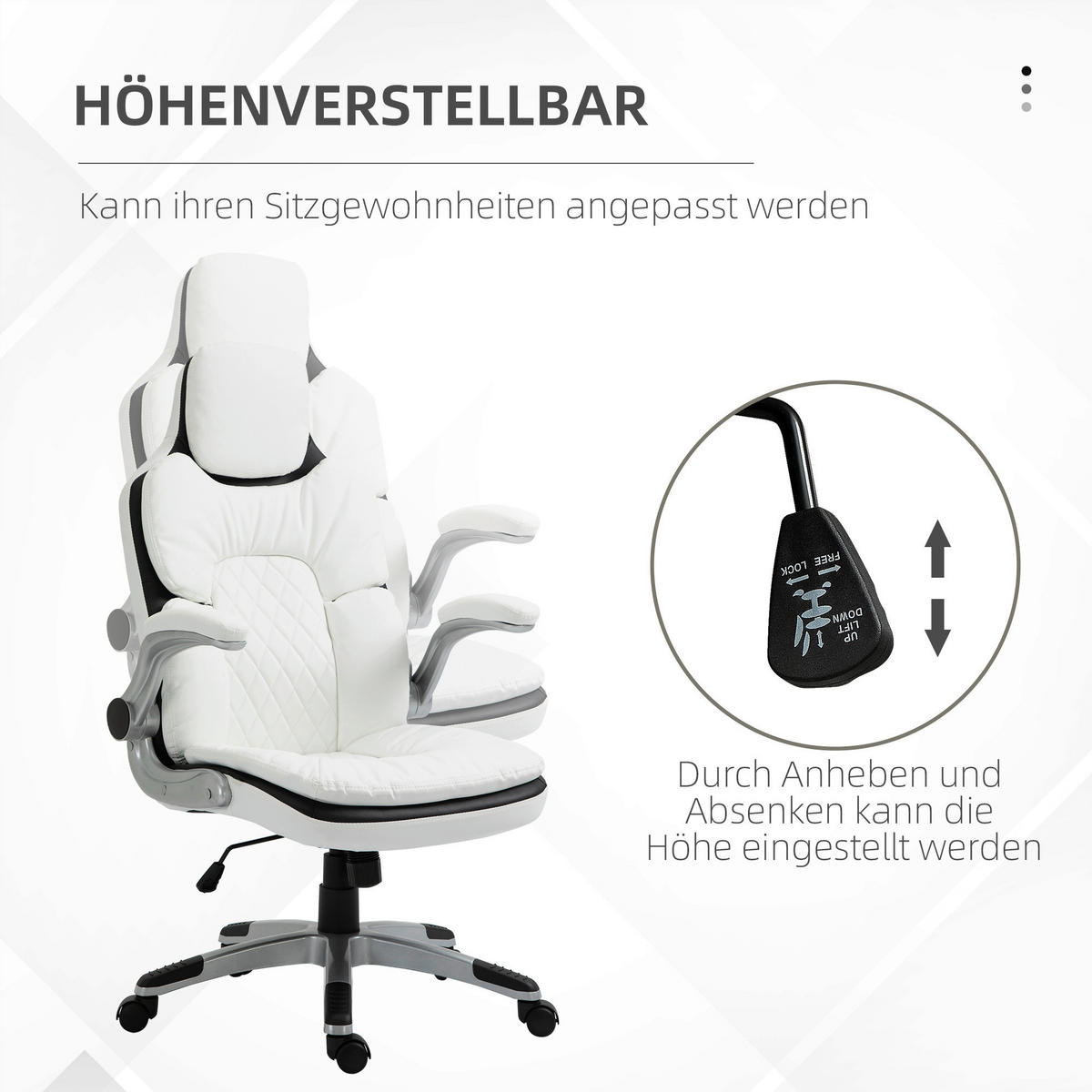 Drehstuhl 921-295 weiß 921-295 - weiß (69,00/121,00/67,00cm) - Vinsetto