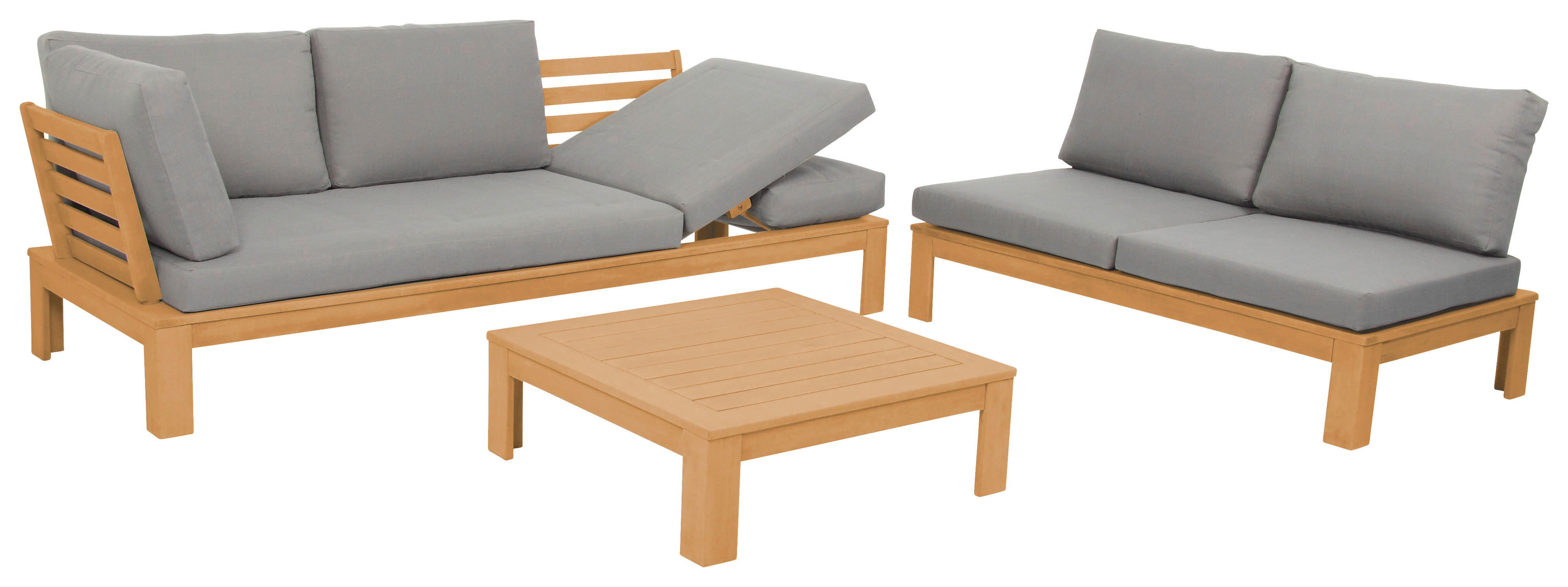 Acamp Loungeset Granada grau Polyester-Mischgewebe B/H/T: ca. 215x65x85 cm Granada - grau (215,00/65,00/85,00cm) - Acamp