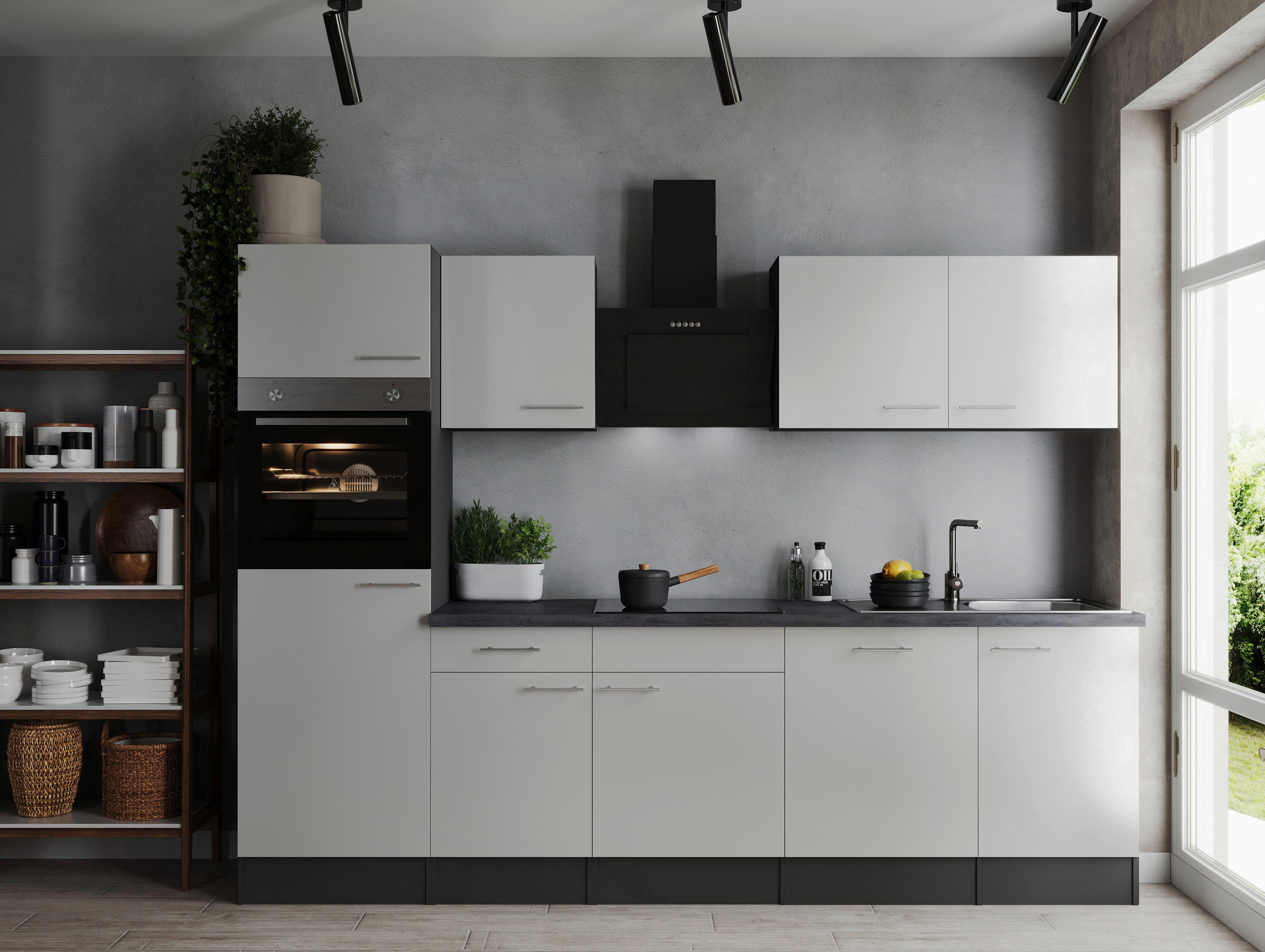 Küchenblock Oliver B/H/T: ca. 280x205x60 cm Oliver - weiß/granit (280,00/205,00/60,00cm) - Respekta