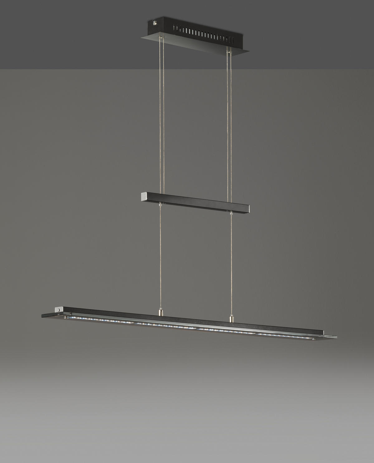 Fischer & Honsel LED-Pendelleuchte 60442 Rauch Chrom schwarz Glas Metall B/H/T: ca. 88x150x9 cm 1.0 Brennstellen Tenso TW - schwarz/Rauch (88,00/150,00/9,00cm) - Fischer & Honsel