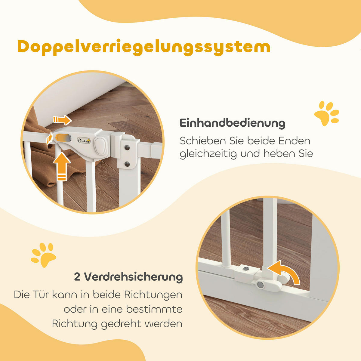 PawHut Haustier-Sicherheitstor weiß Kunststoff B/H/L: ca. 2x76,2x136,3 cm Haustier-Sicherheitstor - weiß (136,30/2,00/76,20cm) - PawHut