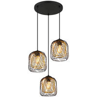GLOBO Pendelleuchte DICHTI 15965-3HRS schwarz Metall H/D: ca. 150x39,4 cm E27 3 Brennstellen DICHTI - schwarz (39,40/150,00cm) - GLOBO