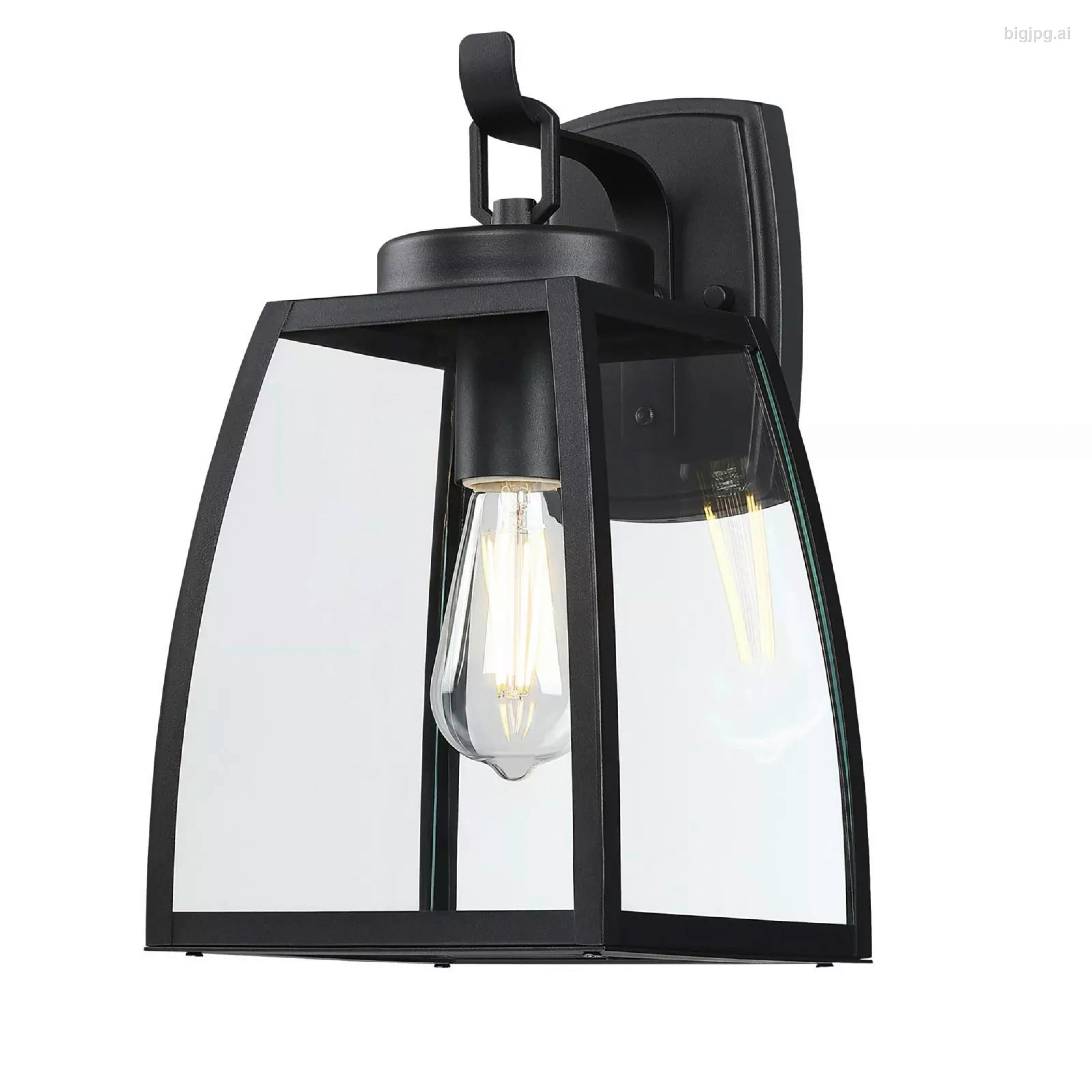 Westinghouse Außenwandleuchte Niko mattschwarz Metall Glas B/H/L: ca. 20x35x23 cm E27 1 Brennstellen Niko - mattschwarz (23,00/20,00/35,00cm) - Westinghouse