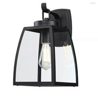 Westinghouse Außenwandleuchte Niko mattschwarz Metall Glas B/H/L: ca. 20x35x23 cm E27 1 Brennstellen Niko - mattschwarz (23,00/20,00/35,00cm) - Westinghouse