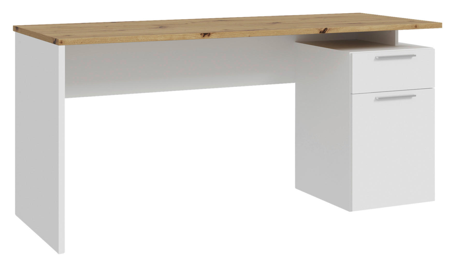 Schreibtisch  weiß Eiche Artisan Nachbildung B/H/T: ca. 160x74x60 cm Costa_Schreibtisch CXCB111R-C979 - Eiche/weiß (160,00/74,00/60,00cm)