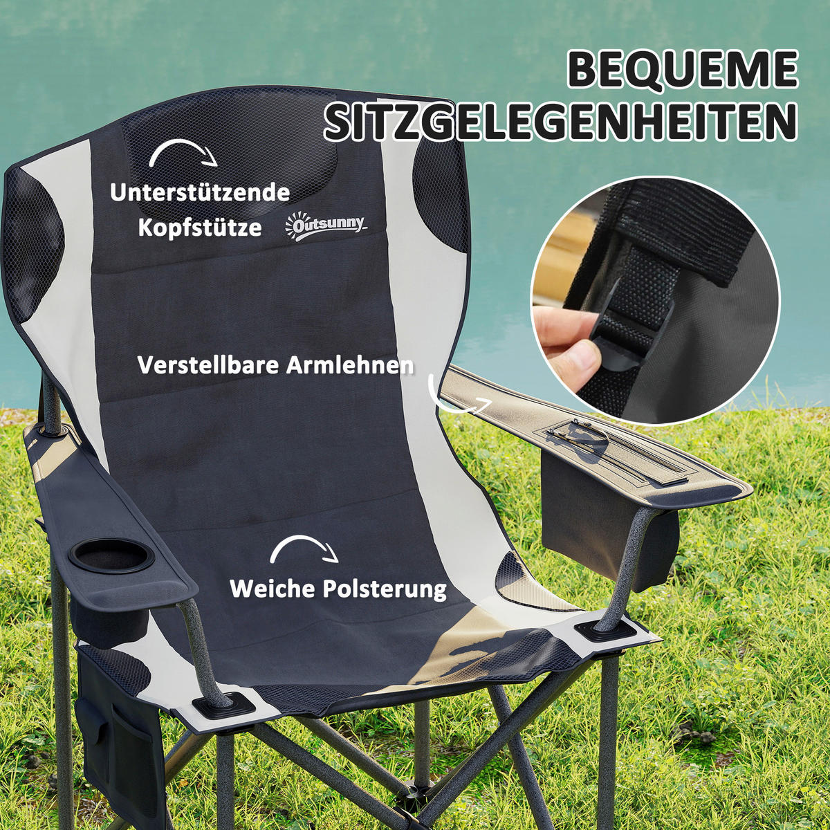 Outsunny Campingstuhl Campingstuhl - schwarz (94,00/62,00/100,00cm) - Outsunny