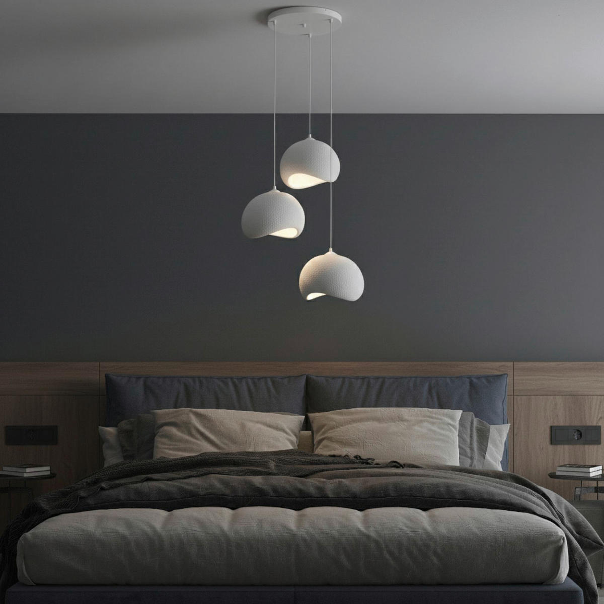 Opviq Pendelleuchte weiß Polyester-Mischgewebe Metall B/H/L: ca. 29x120x34 cm E27 3 Brennstellen Yontu - 15853 - weiß (34,00/29,00/120,00cm) - Opviq