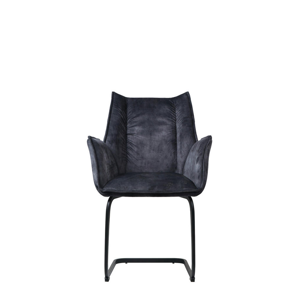 Thumbnail - Schwingstuhl Sydney dunkelgrau schwarz Samtoptik Metall B/H/T: ca. 61x95x60 cm