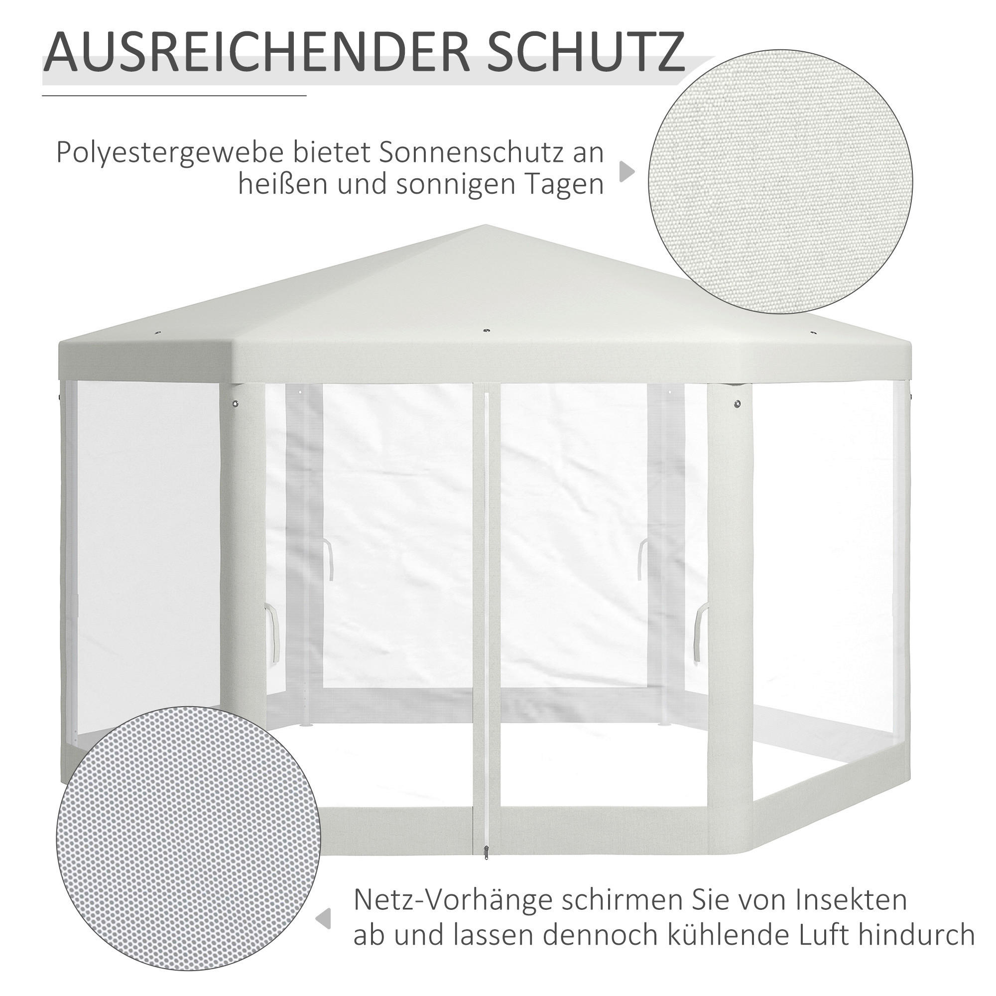 Outsunny Pavillon cremeweiß Polypropylen B/H/L: ca. 394x394x250 cm Pavillon - cremeweiß (250,00/394,00/394,00cm) - Outsunny
