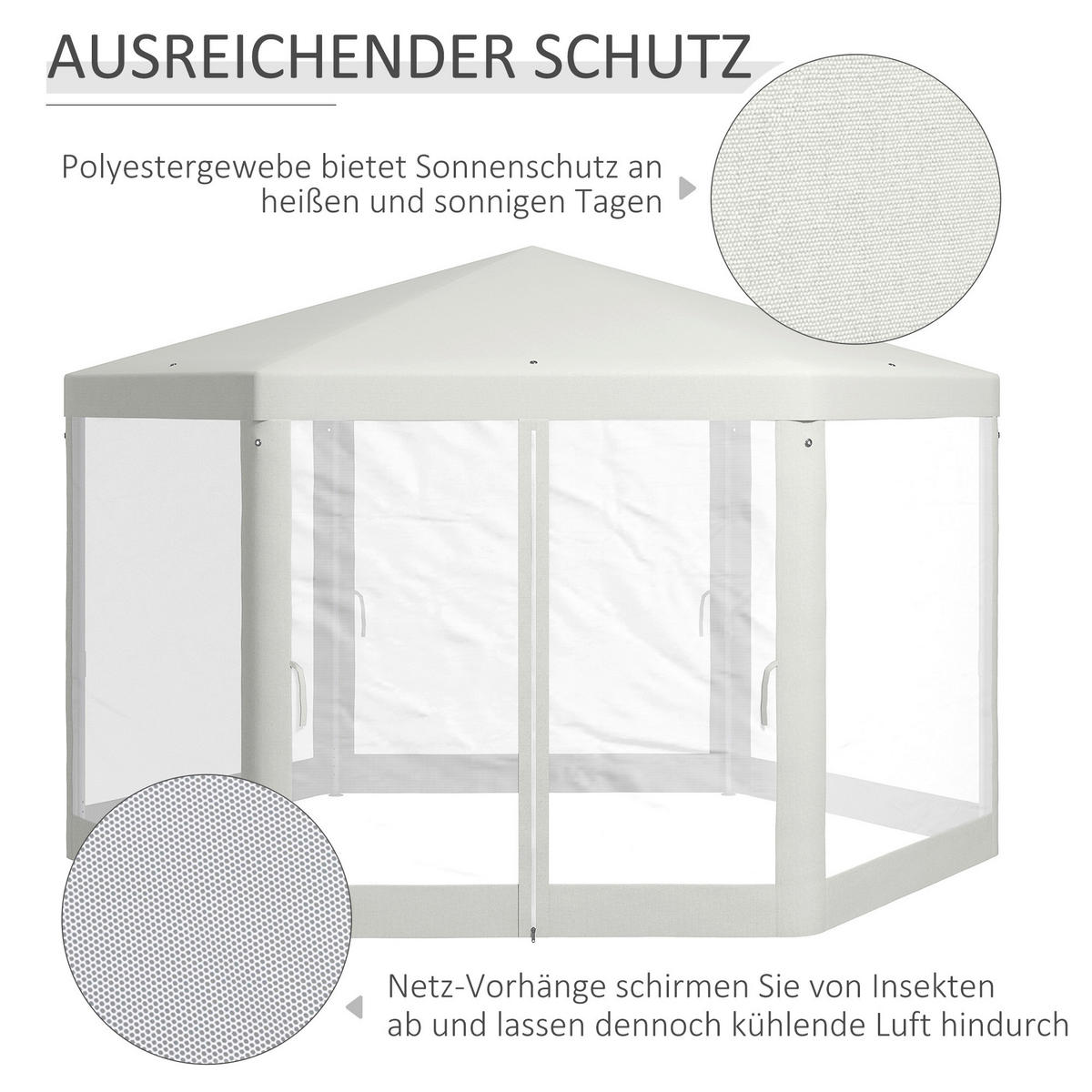 Outsunny Pavillon cremeweiß Polypropylen B/H/L: ca. 394x394x250 cm Pavillon - cremeweiß (250,00/394,00/394,00cm) - Outsunny