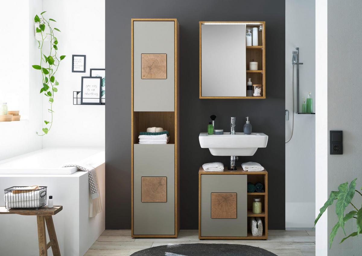 Hochschrank Greece Wildeiche Nachbildung grau B/H/T: ca. 40x190x30 cm Greece - grau (40,00/190,00/30,00cm)